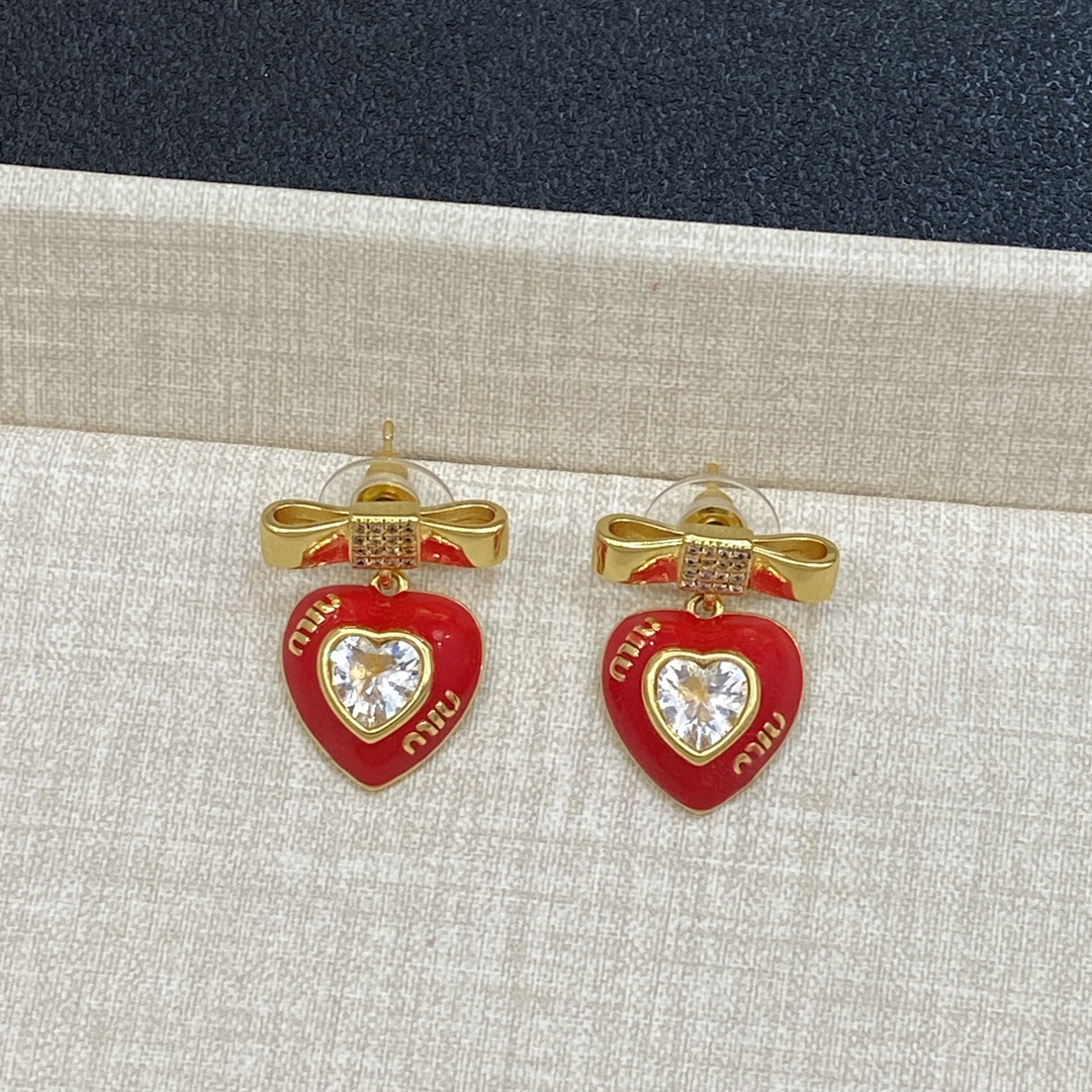 [TOP] Miu Miu Earrings - Gold&Red