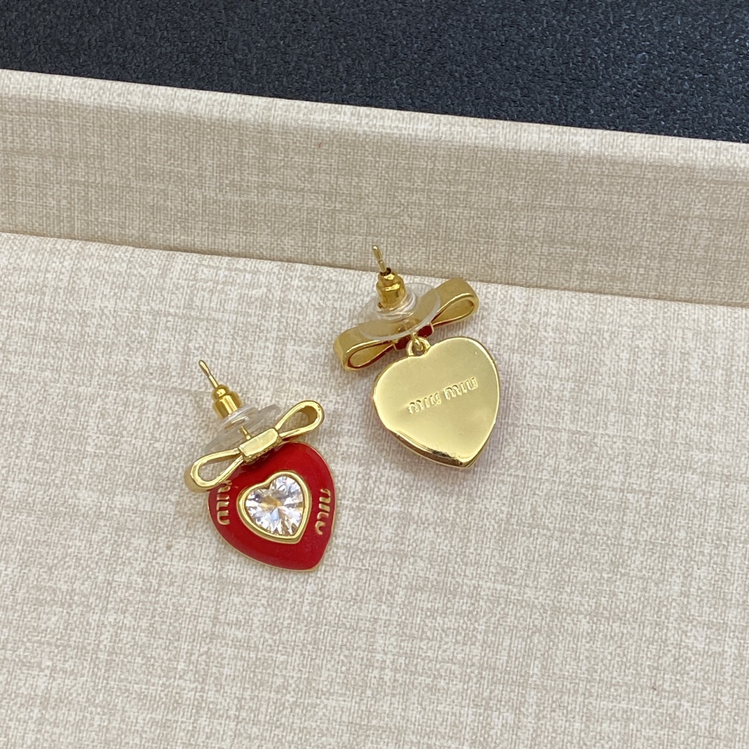 [TOP] Miu Miu Earrings - Gold&Red