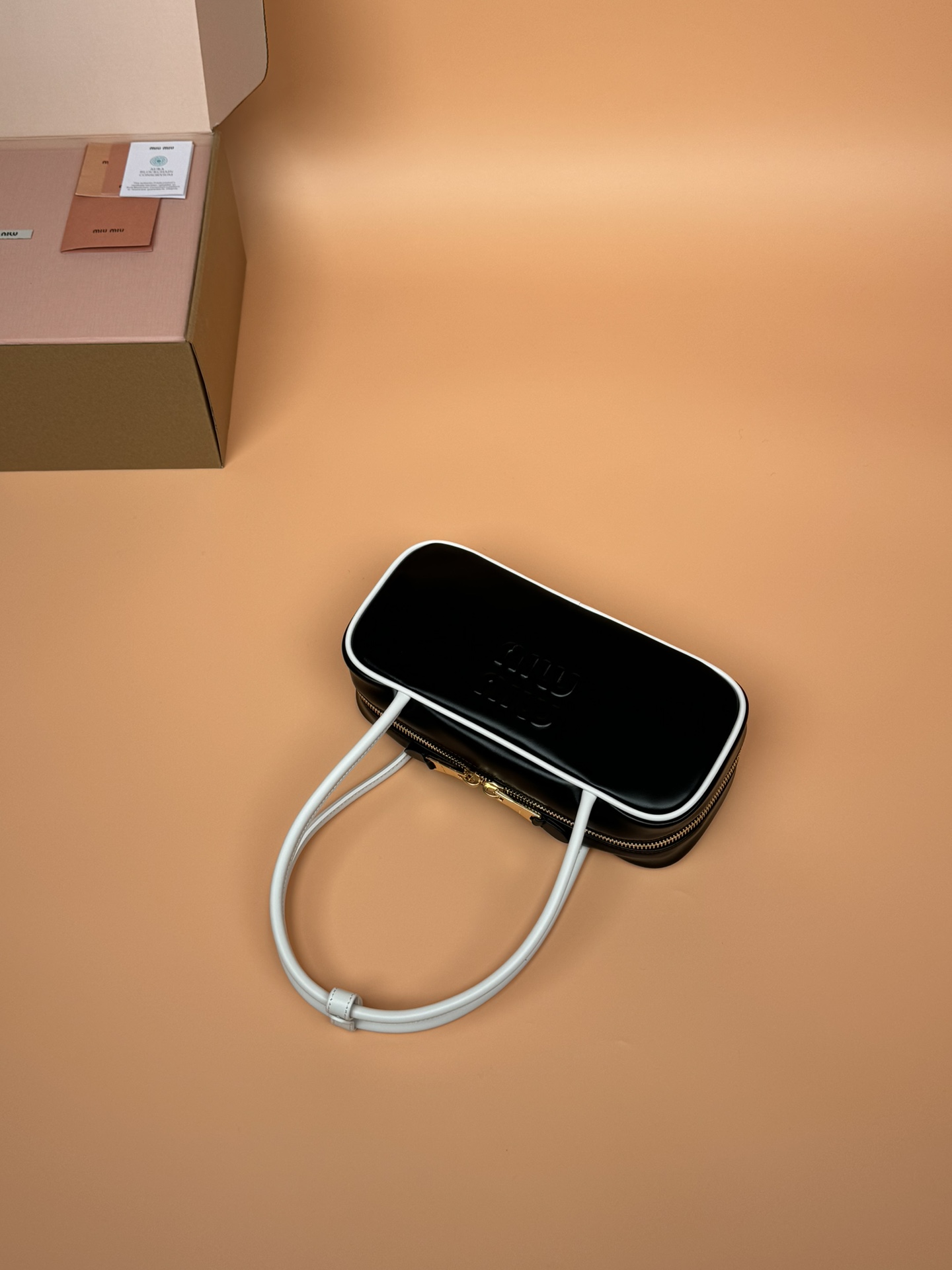 [TOP] Miu Miu Cowhide Colorblock Handbag 28×13×9cm/29x17x9cm/34×23×10cm - Briar Wood/Black