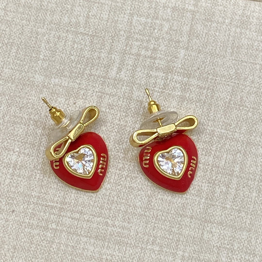 [TOP] Miu Miu Earrings - Gold&Red