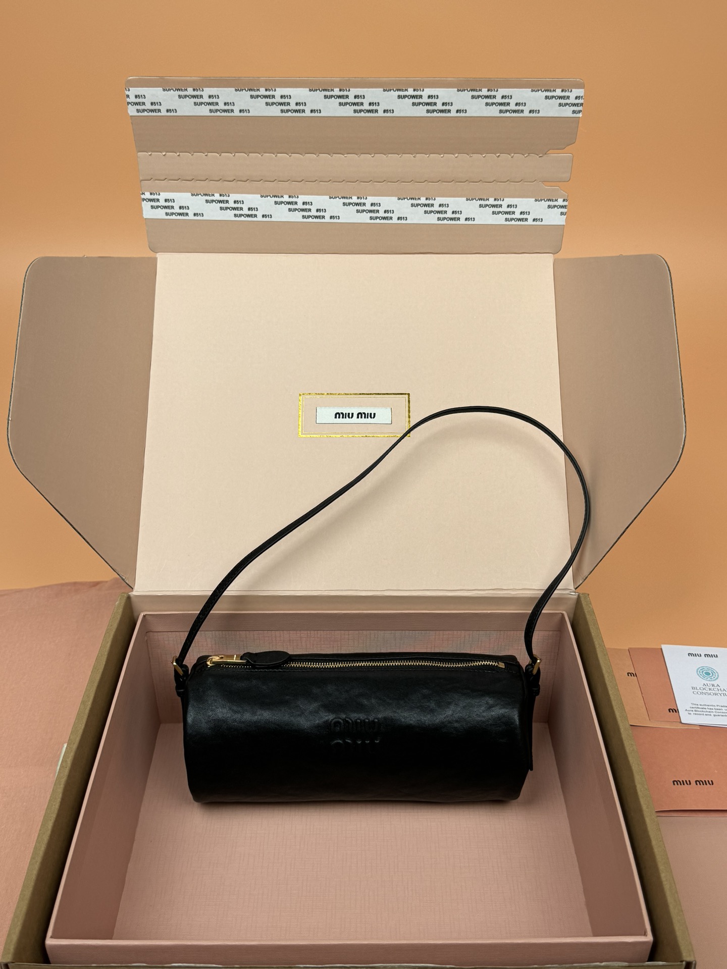 [TOP] Miu Miu Adventure Nappa Handbag Lambskin 22x9x9cm - Briar Wood/Black/Brown