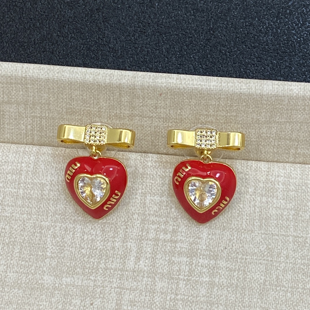[TOP] Miu Miu Earrings - Gold&Red