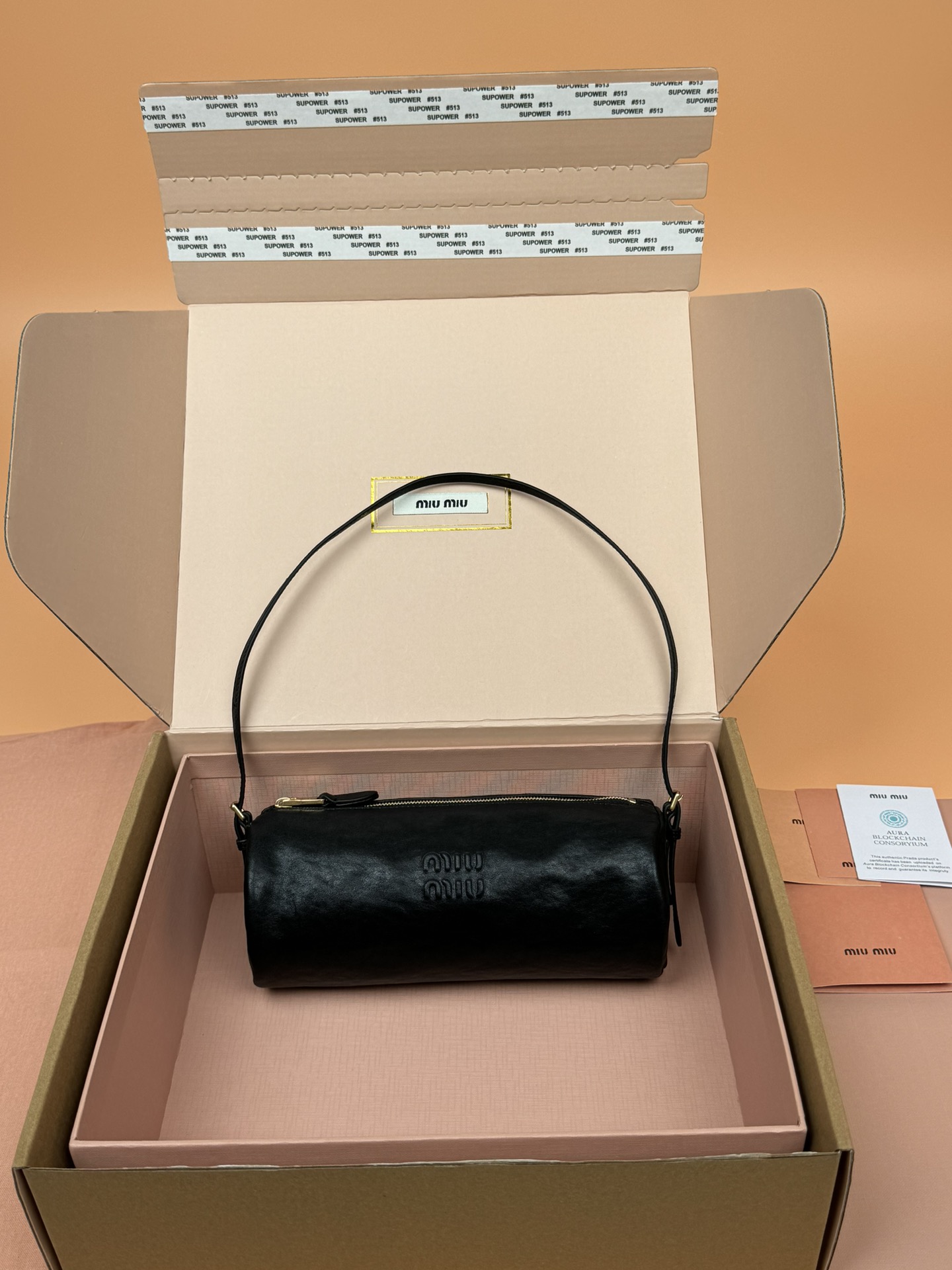 [TOP] Miu Miu Adventure Nappa Handbag Lambskin 22x9x9cm - Briar Wood/Black/Brown