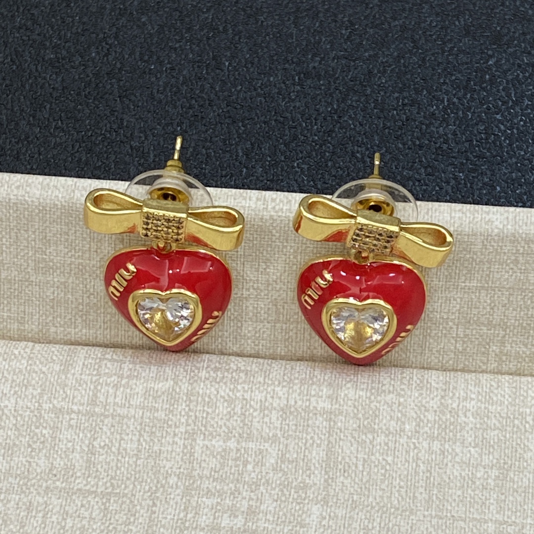 [TOP] Miu Miu Earrings - Gold&Red