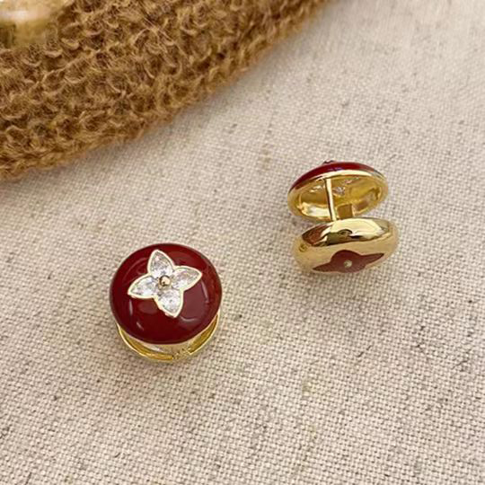 [TOP] Louis Vuitton LV Camellia Ring Earrings - Red