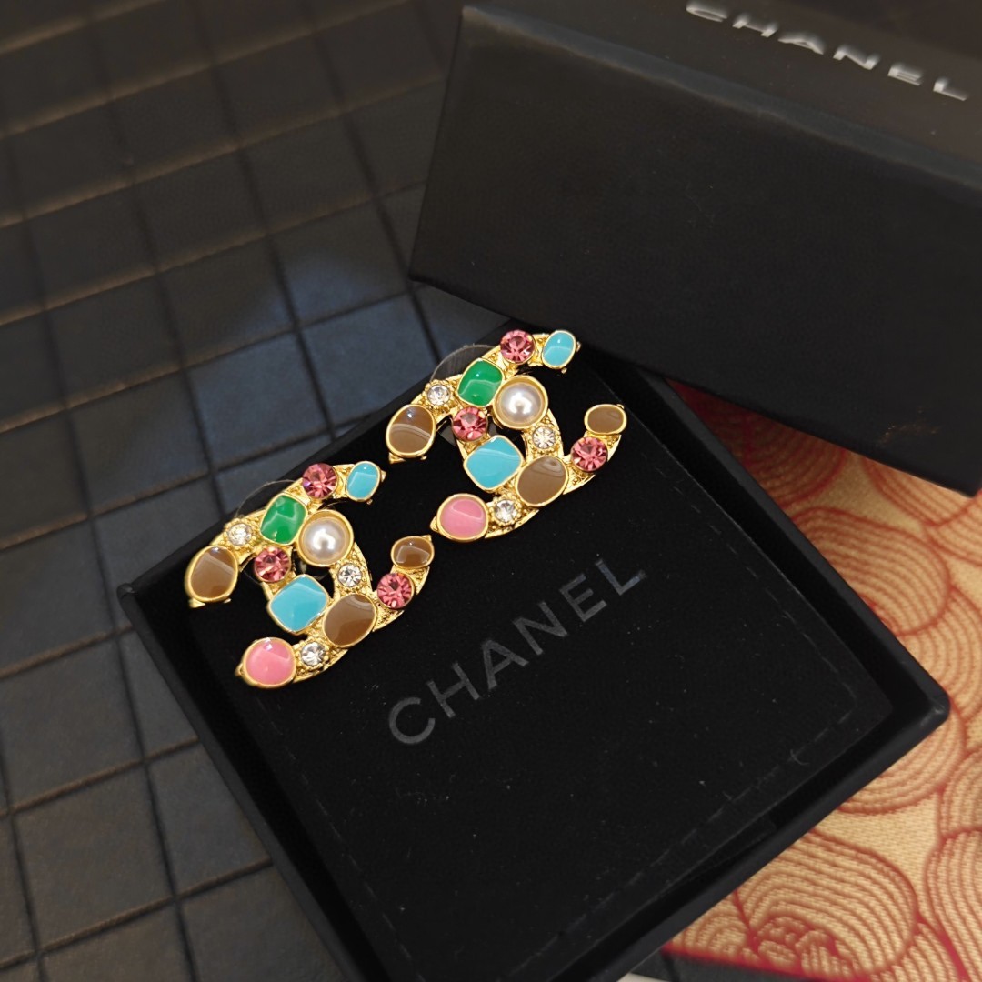 [TOP] CHANEL CC Earrings - Gold