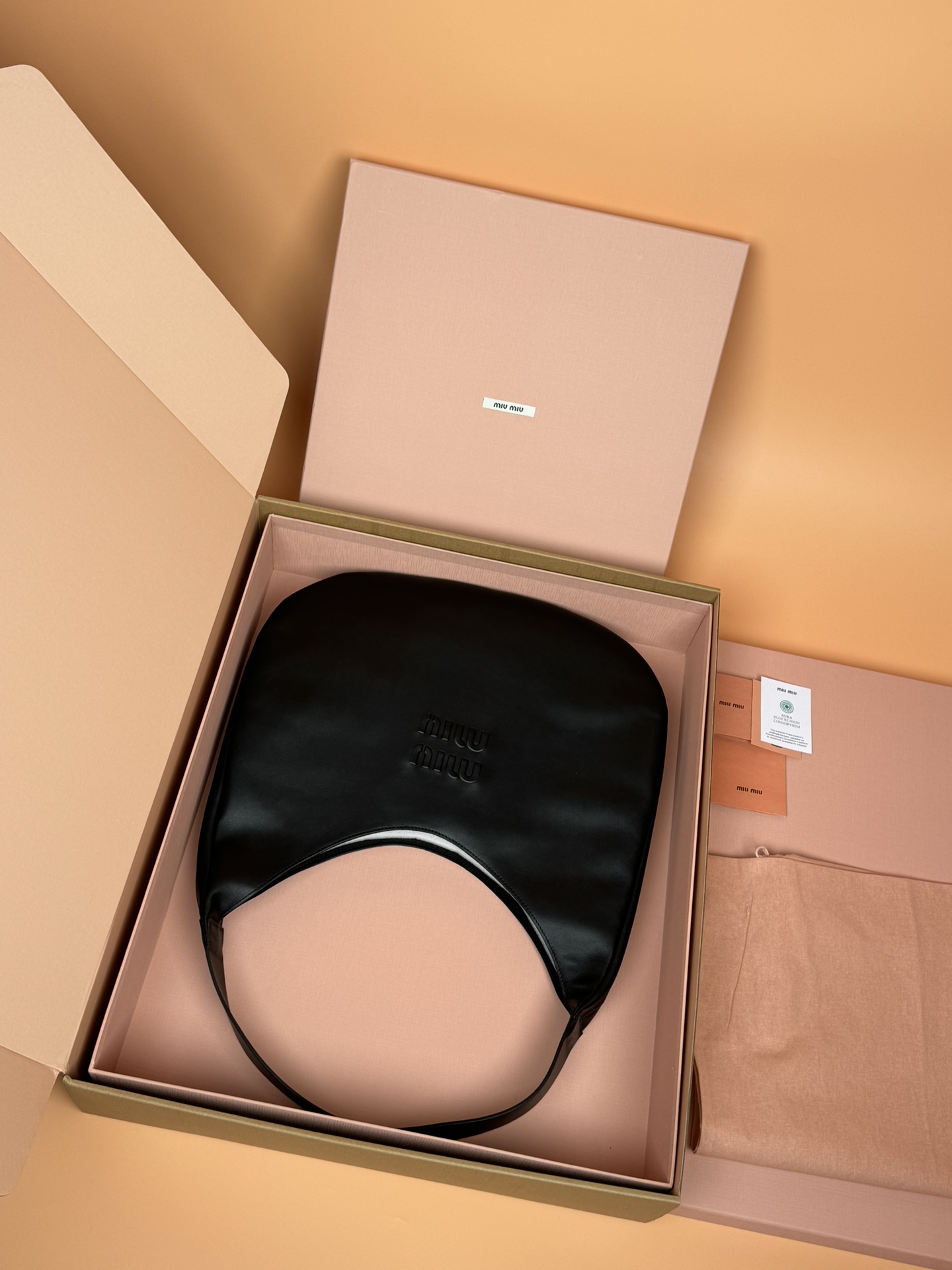 [TOP] Miu Miu Hobo Bag Calfskin 42×42×10cm - Black