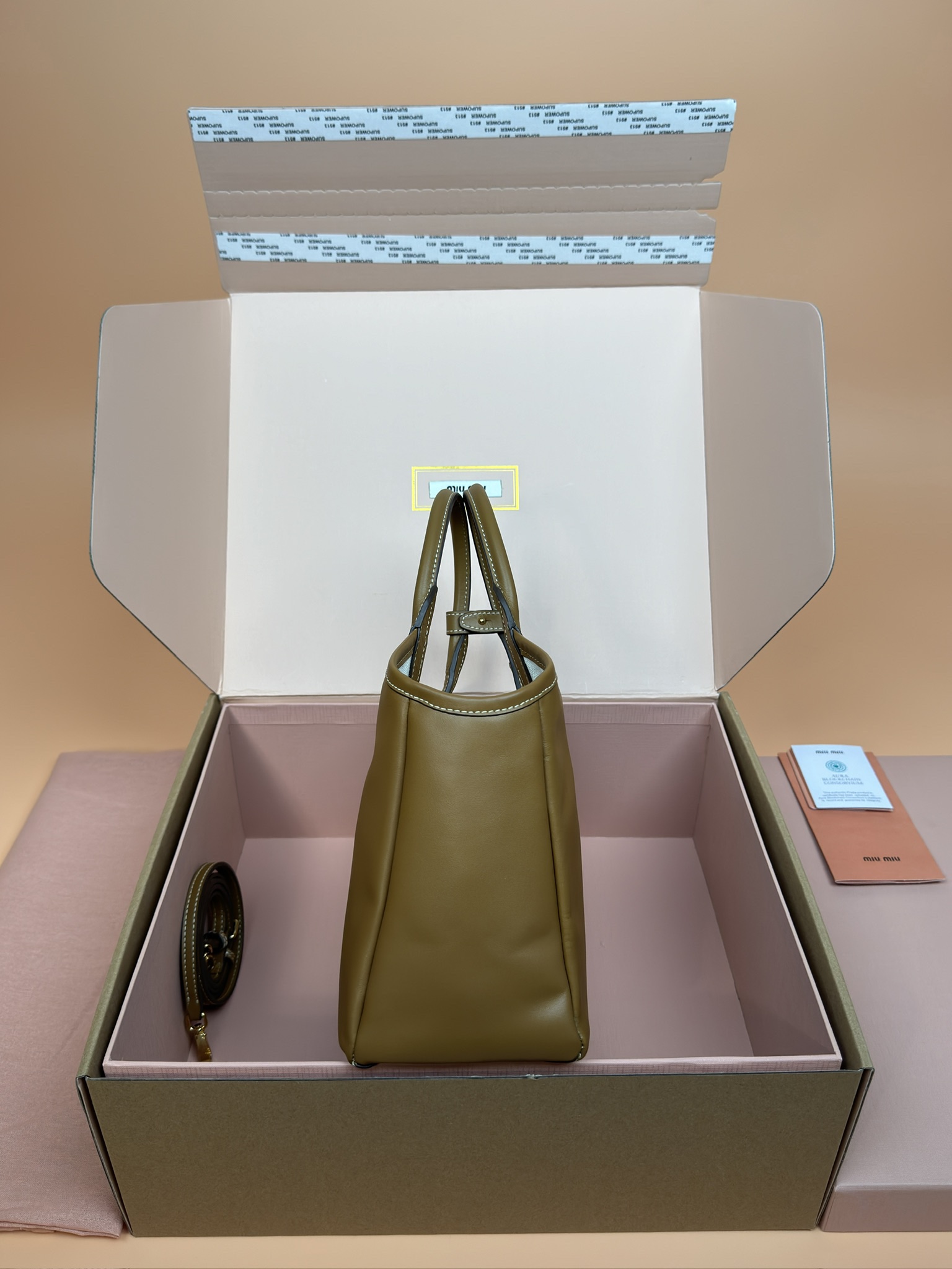 [TOP] Miu Miu IVY Bag Calfskin 22×23.5×12cm - Brown