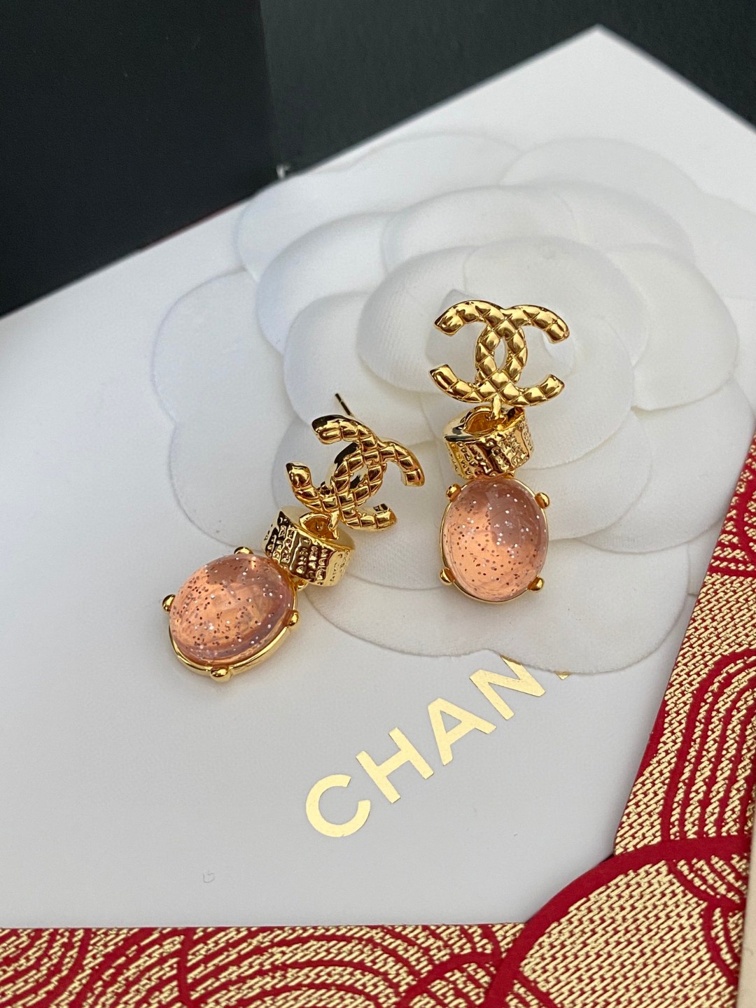 [TOP] CHANEL Earrings - Gold&Pink