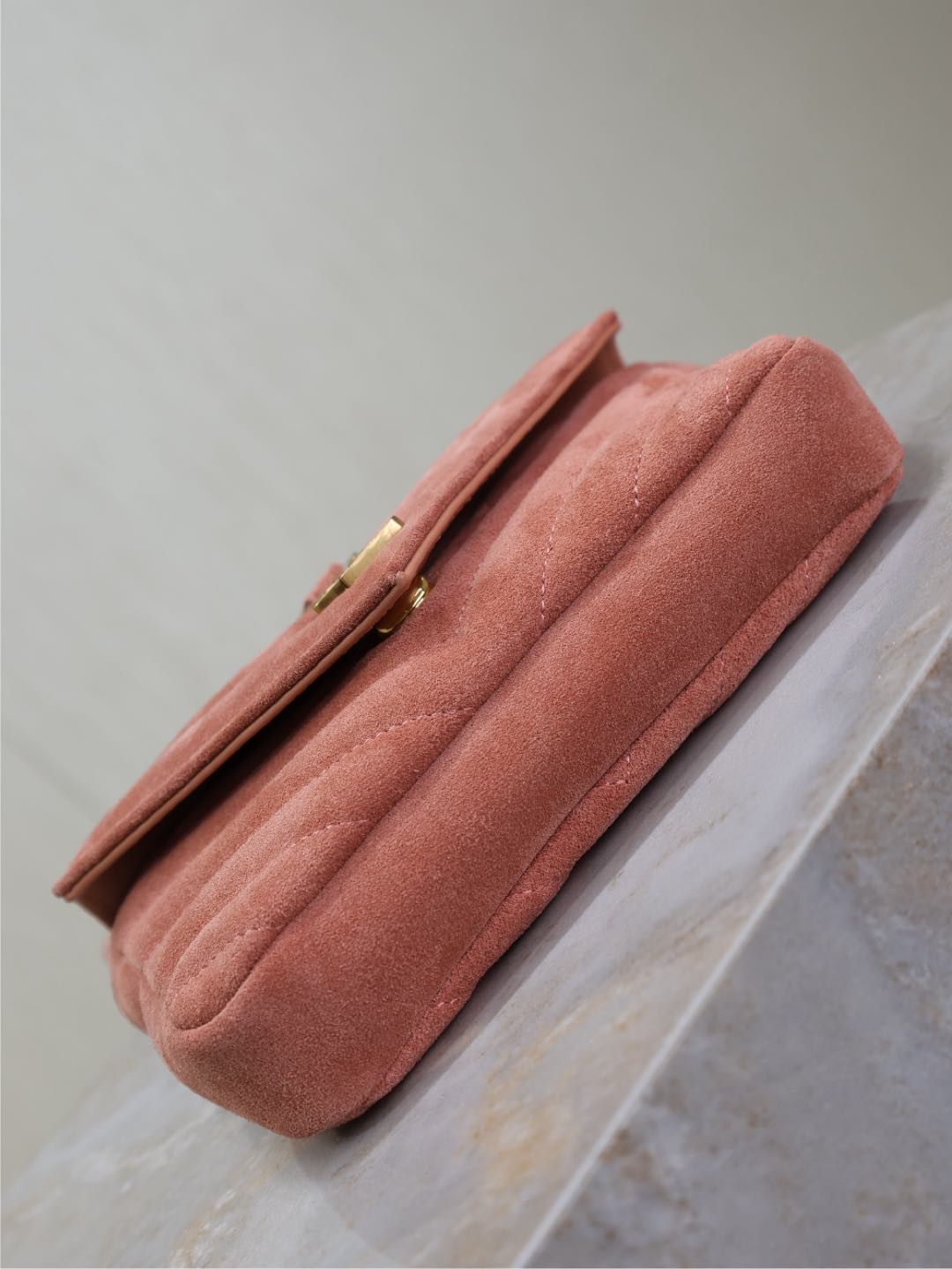 [TOP] Yves Saint Laurent YSL College Mini Bag in Suede 20x13x3cm - Pink&GHW