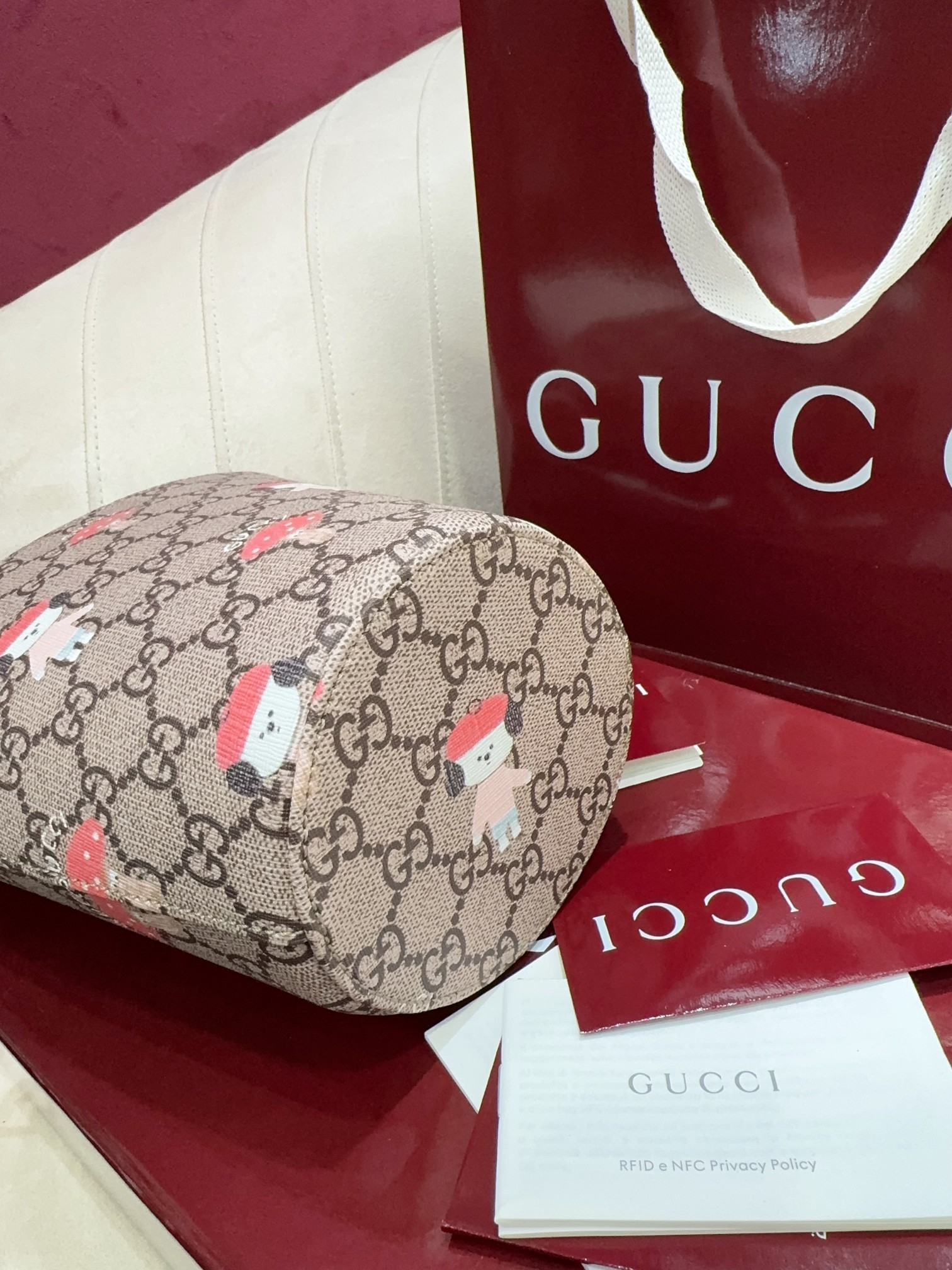 [TOP] GUCCI Children's Series Small Bucket Bag 18.5*16.5*7.5CM - Brown