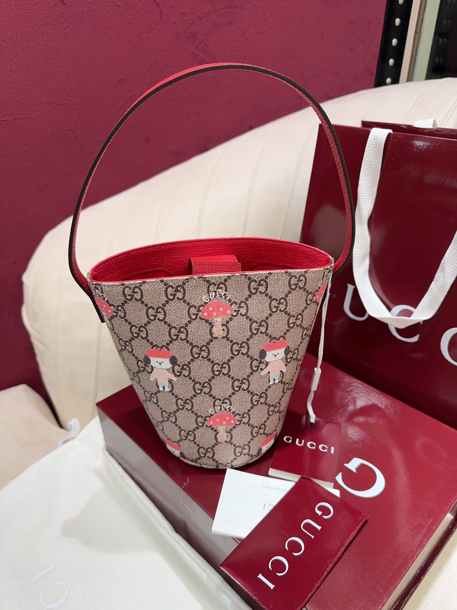 [TOP] GUCCI Children's Series Small Bucket Bag 18.5*16.5*7.5CM - Brown