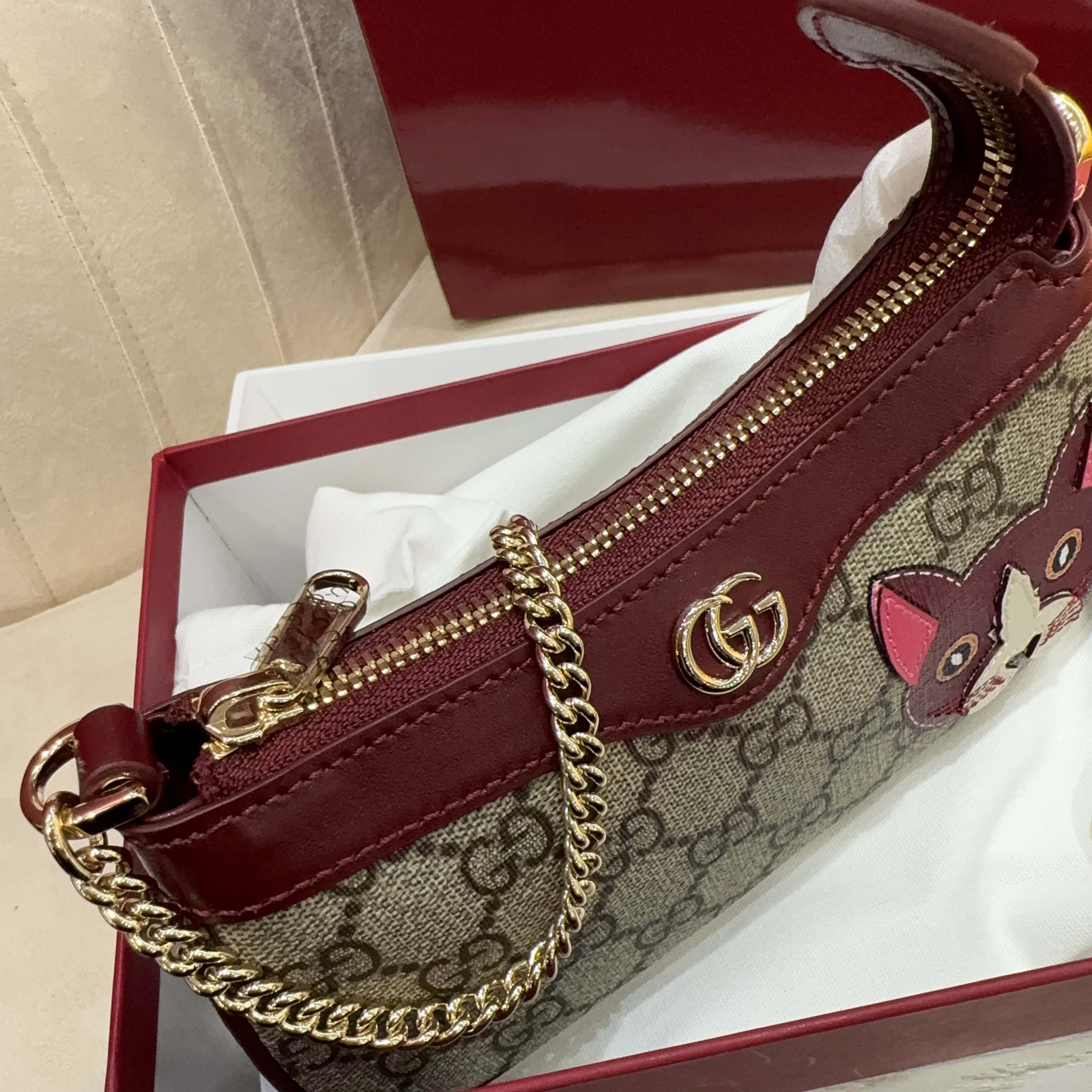 [TOP] GUCCI Children's Series Chain Bag 19 x 10 x 3.5CM - Brown