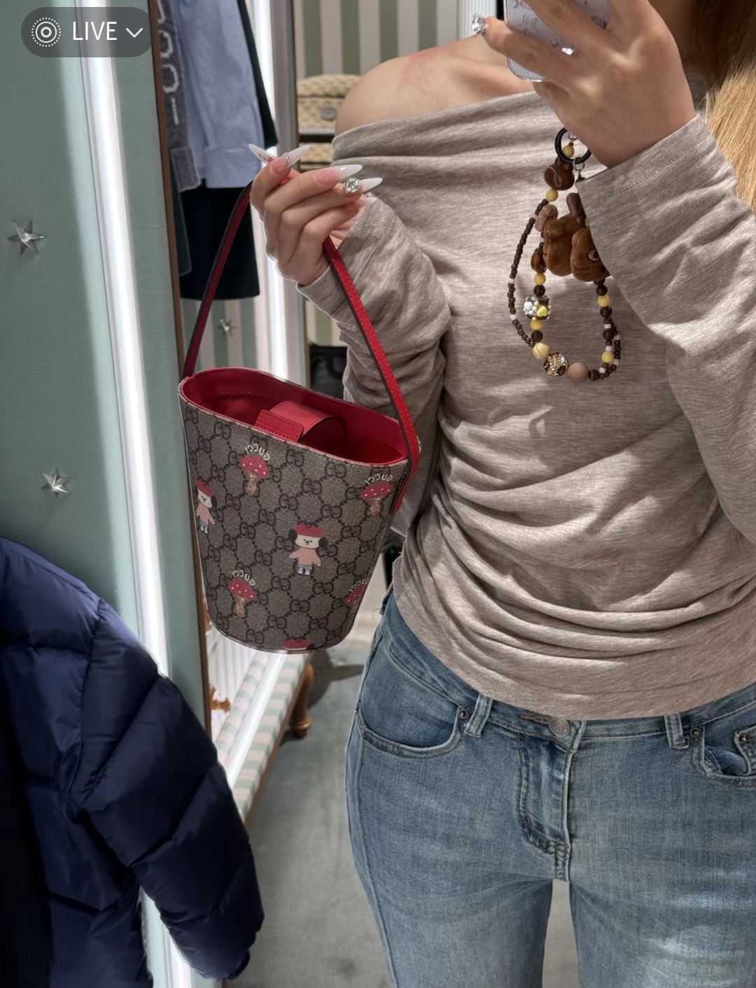 [TOP] GUCCI Children's Series Small Bucket Bag 18.5*16.5*7.5CM - Brown