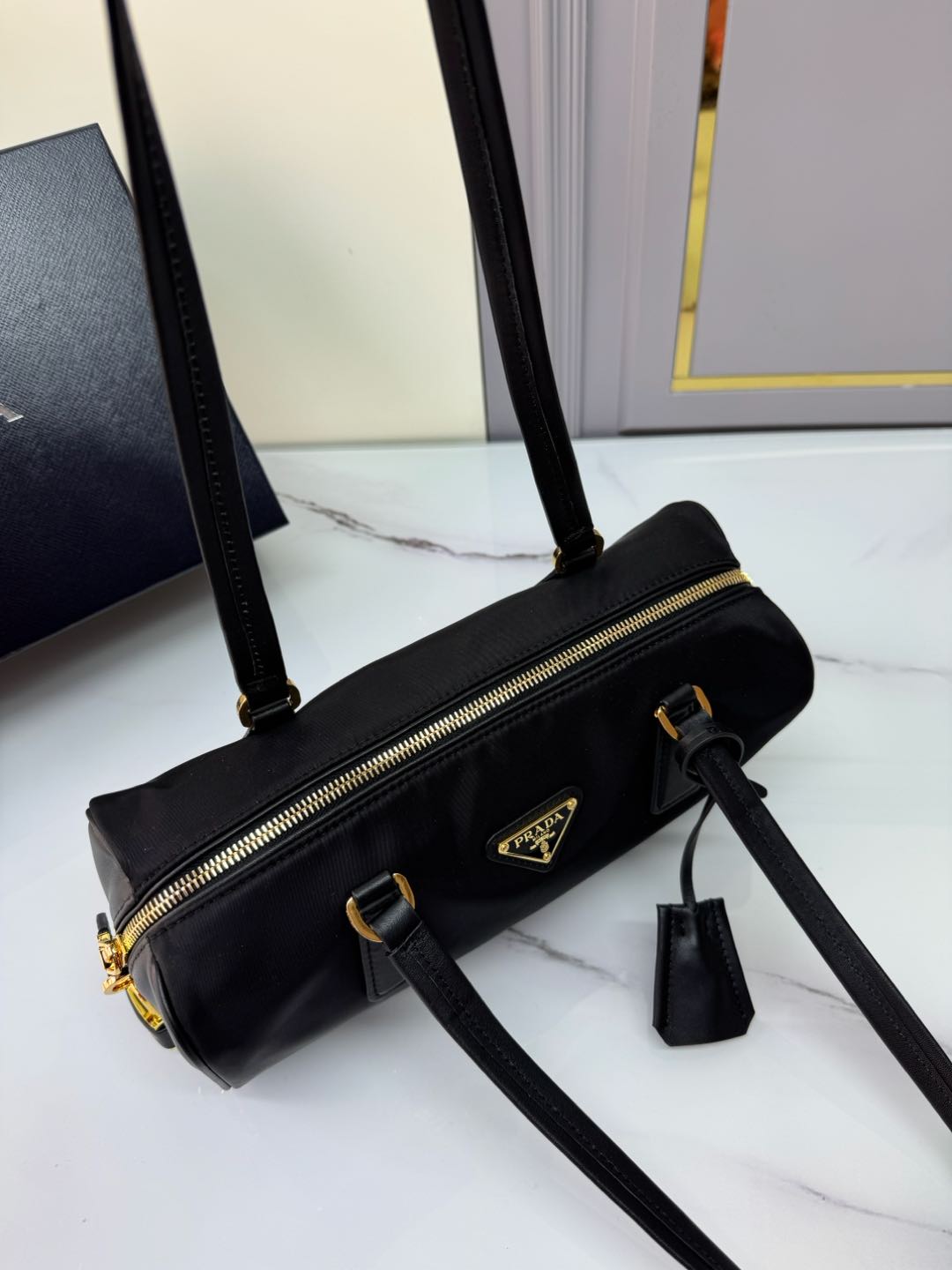 [Top] PRADA Handbag Re-Nylon 29x12.5x10cm - Black