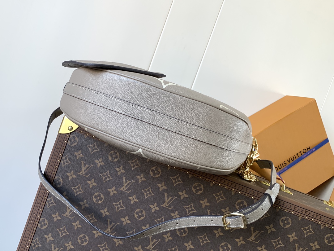 [TOP] Louis Vuitton LV Loop Hobo Bag Monogram Empreinte Calfskin 38x26x10cm- Gray