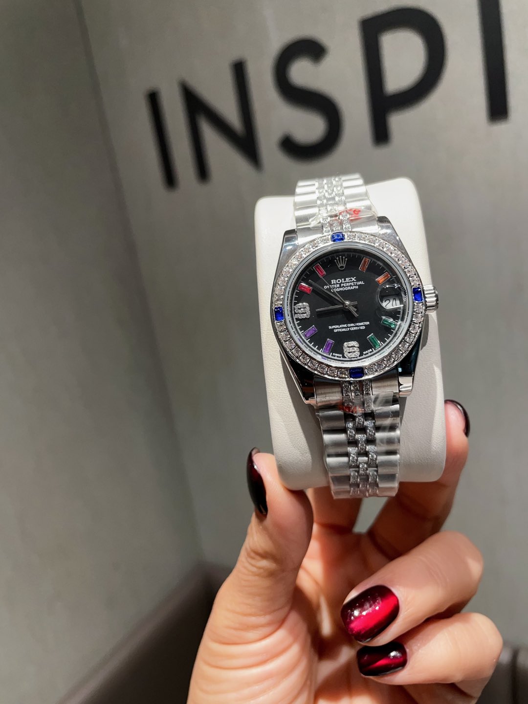 [TOP] ROLEX Watch with Crystal Diamond on Bezel 31mm - Silver&4 Color