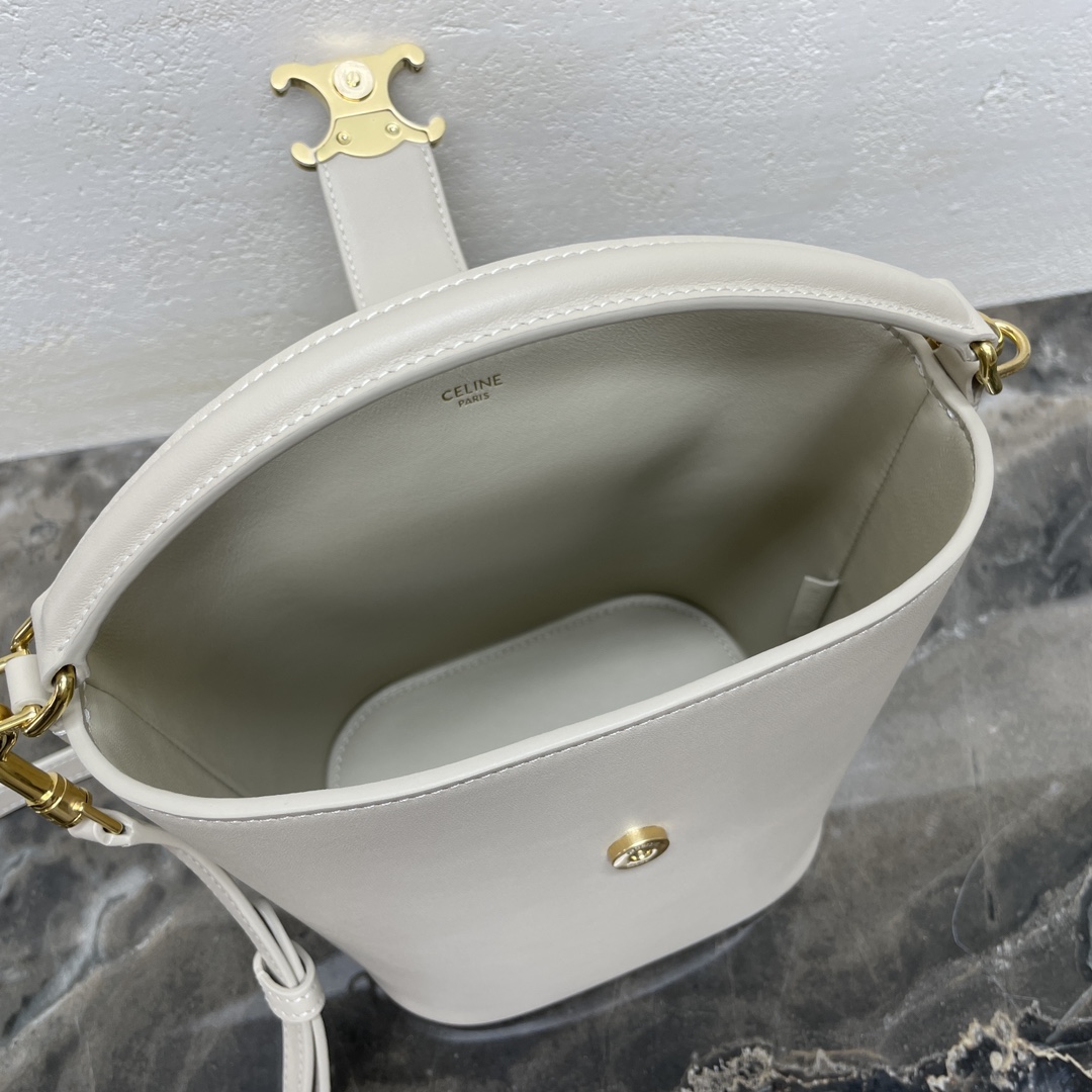 [TOP] CELINE Louise Bucket Bag 16x19x12cm - White