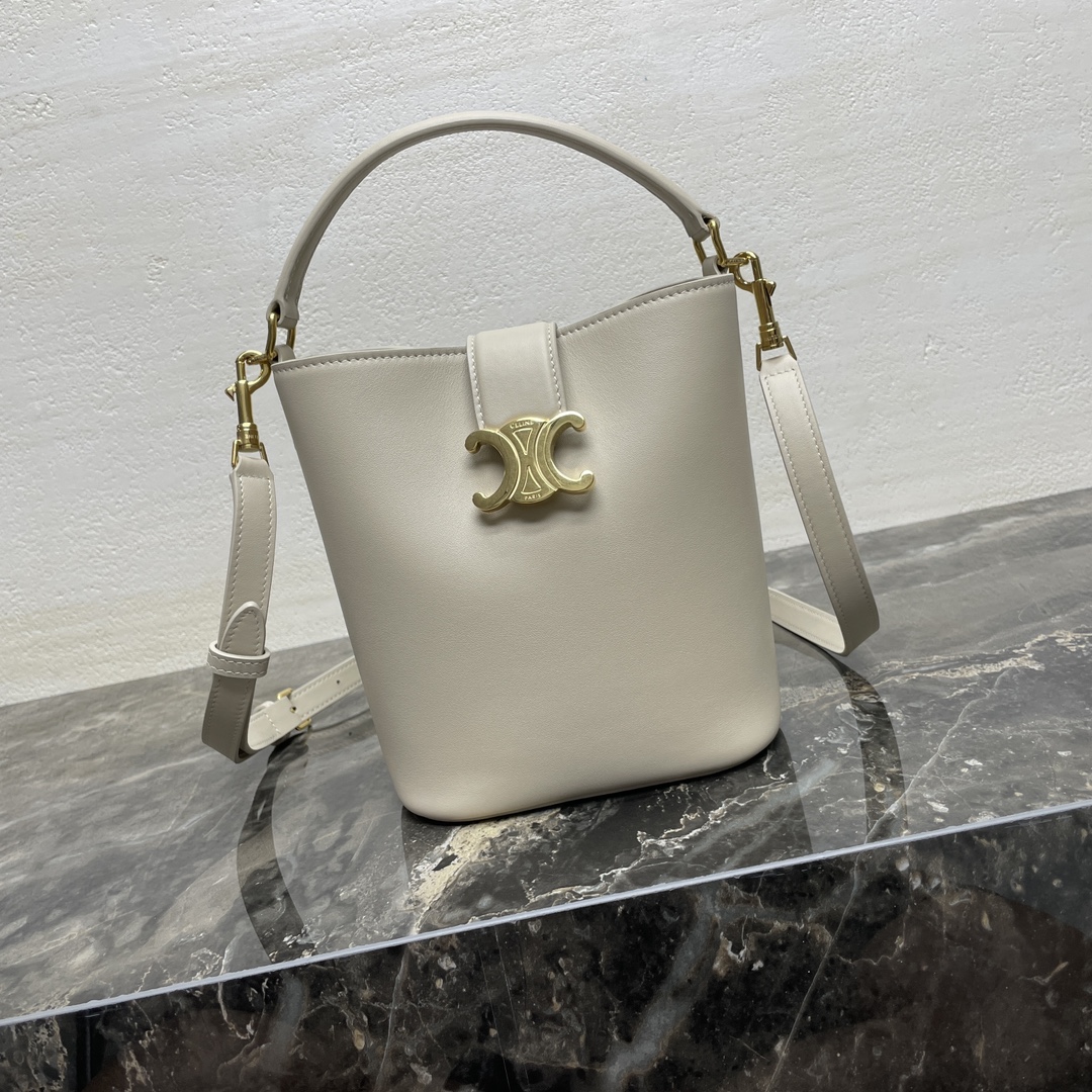 [TOP] CELINE Louise Bucket Bag 16x19x12cm - White