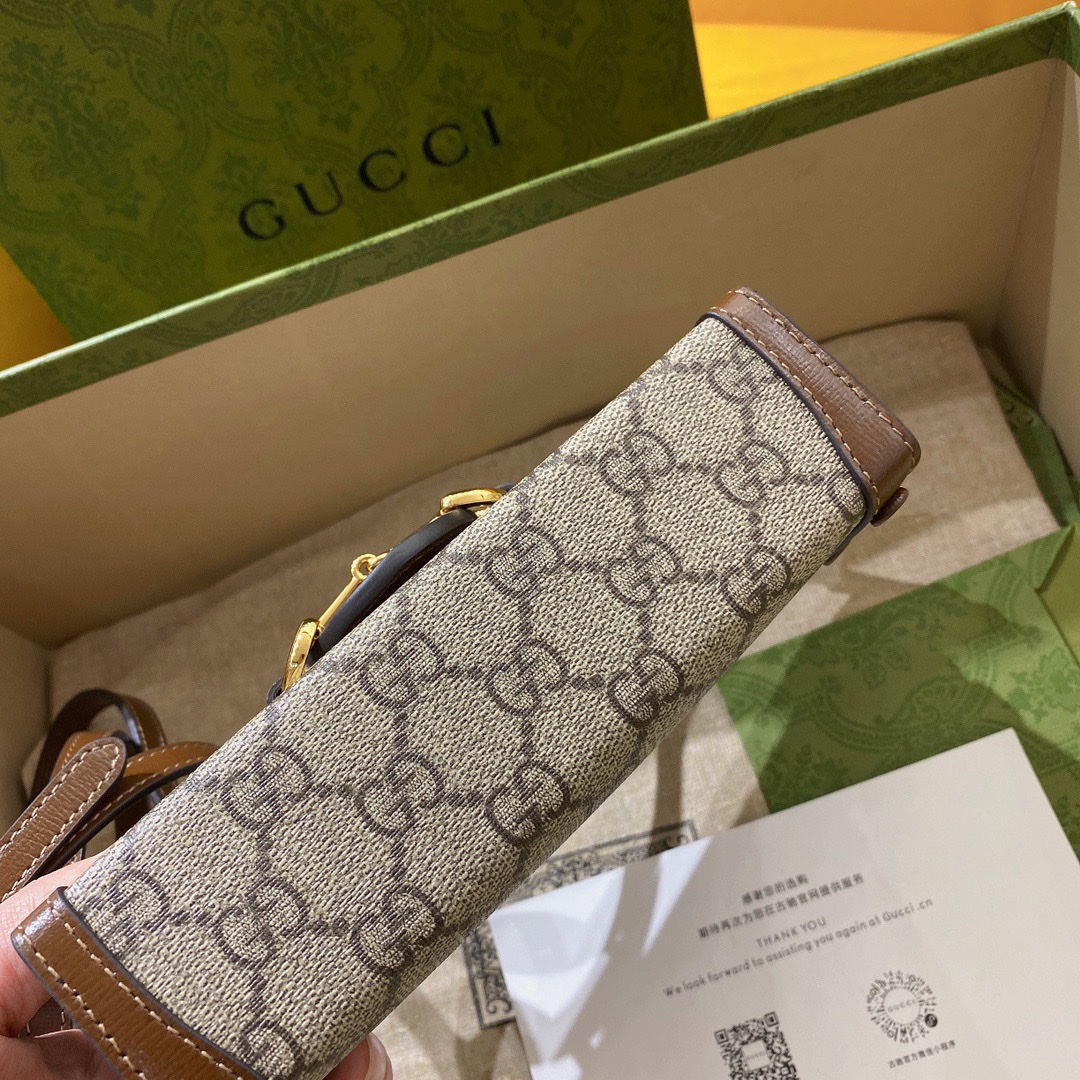 [TOP] GUCCI GG Horsebit 1955 Bag 18x12x5cm - Brown