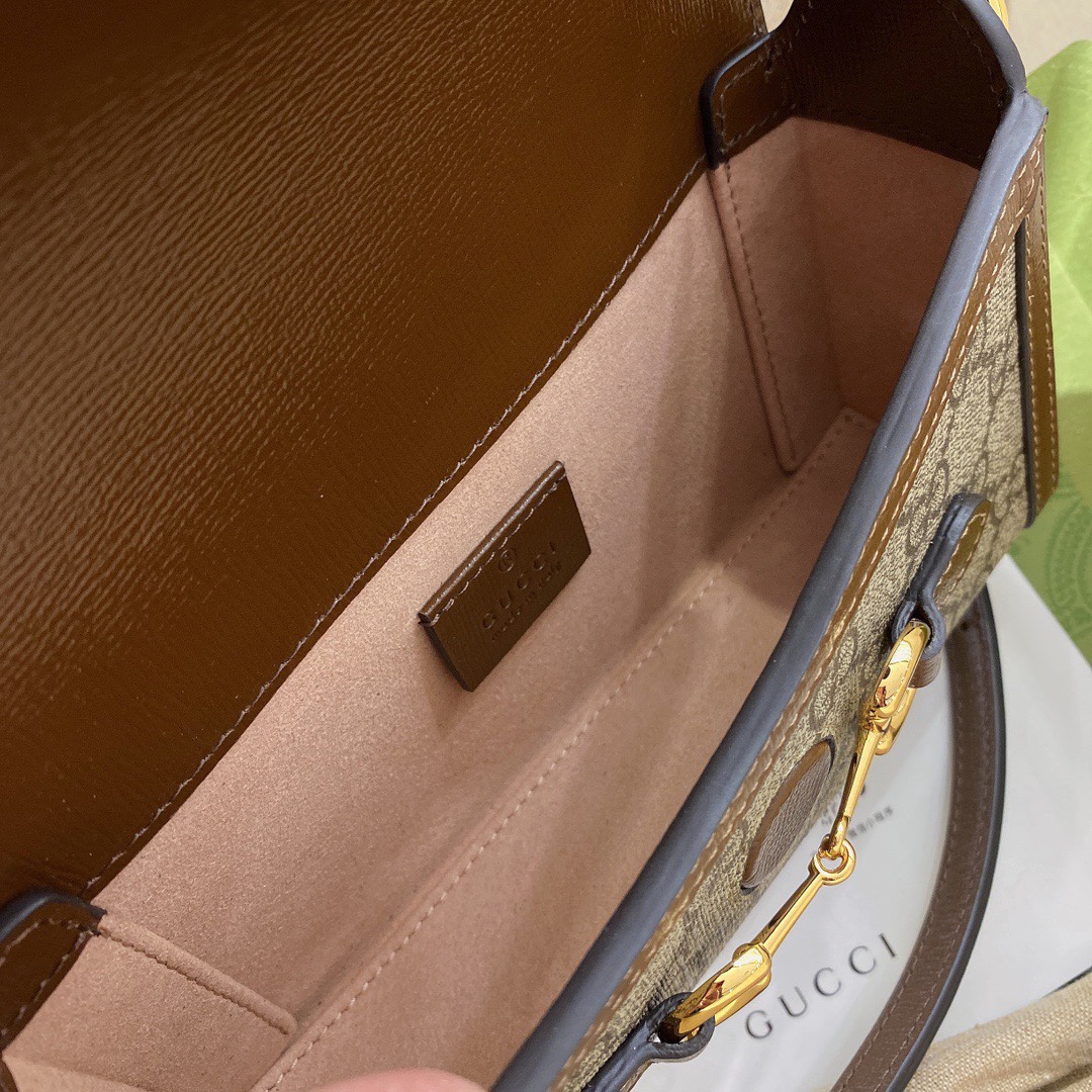 [TOP] GUCCI GG Horsebit 1955 Bag 18x12x5cm - Brown