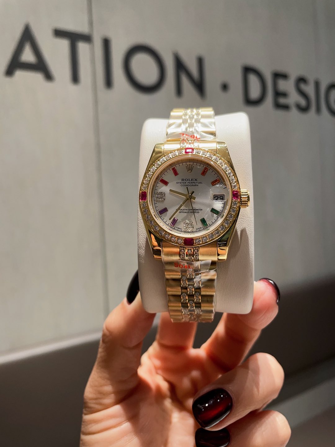 [TOP] ROLEX Watch with Crystal Diamond on Bezel 31mm - Gold&8 Color