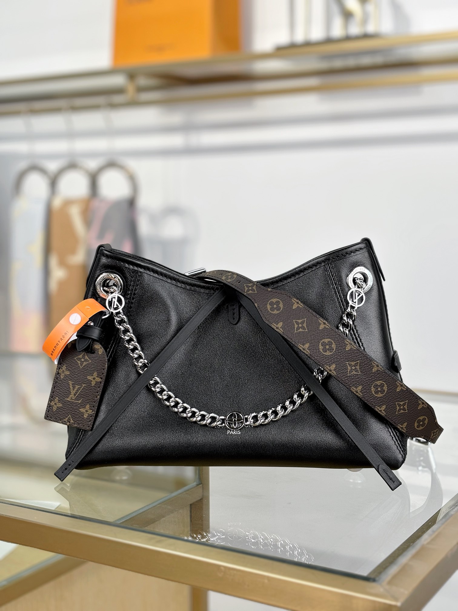 [TOP] Louis Vuitton LV Carryall Bag BB 26x17x10cm - Black&SHW