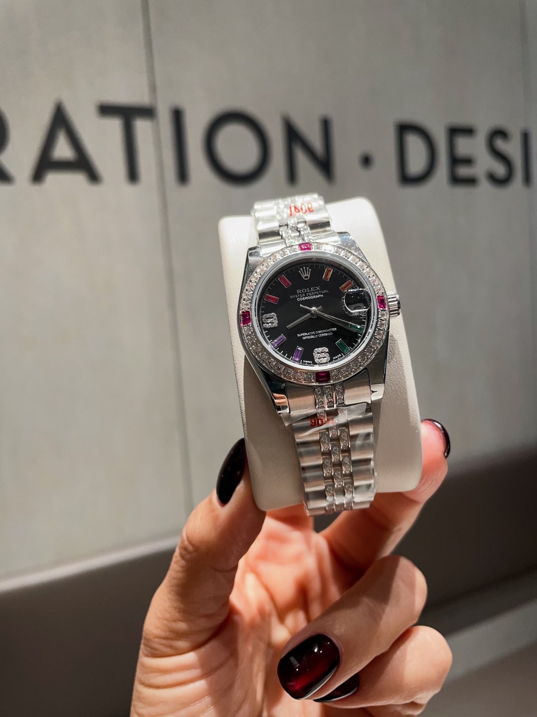 [TOP] ROLEX Watch with Crystal Diamond on Bezel 31mm - Silver&4 Color