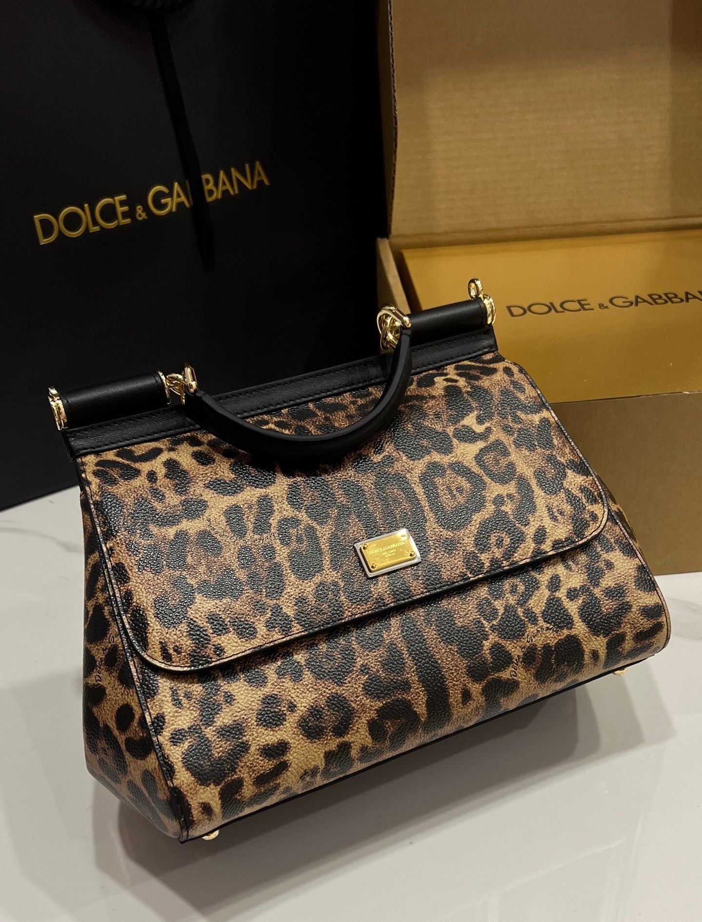 [TOP] Dolce & Gabbana D&G Sicily Bag 3 Sizes - Leopard