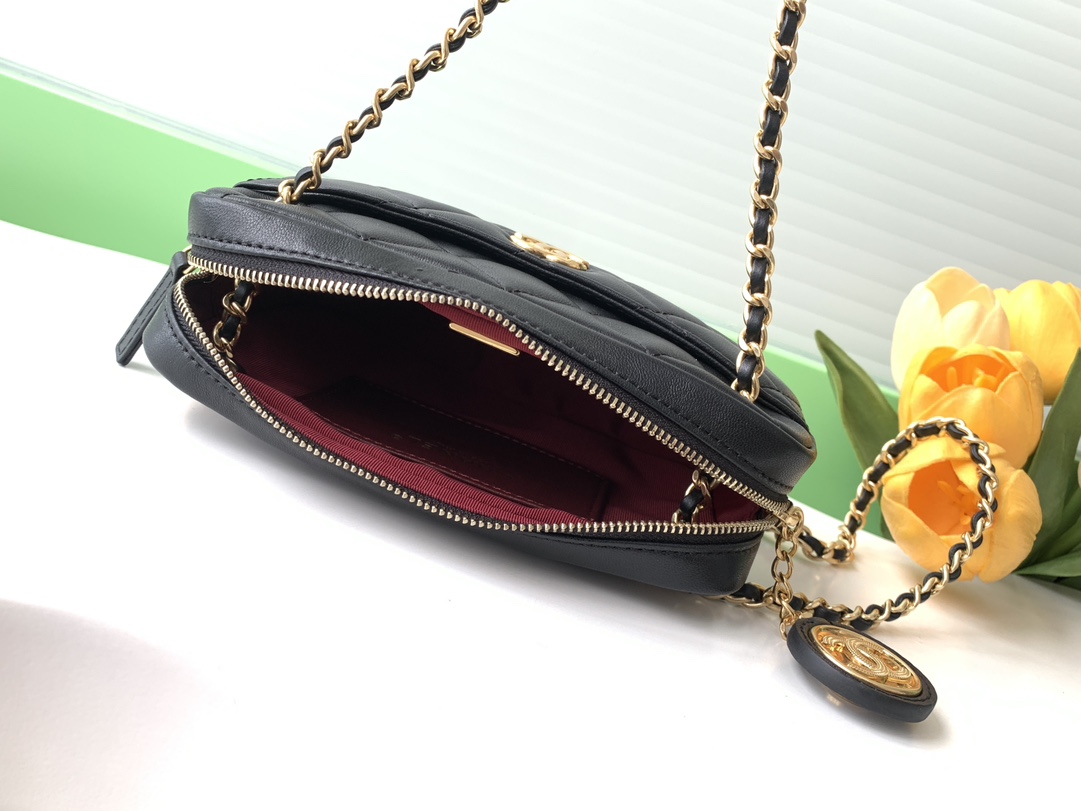 [TOP] CHANEL Lambskin Quilted Timeless Camera Case 12*18*7cm - Black