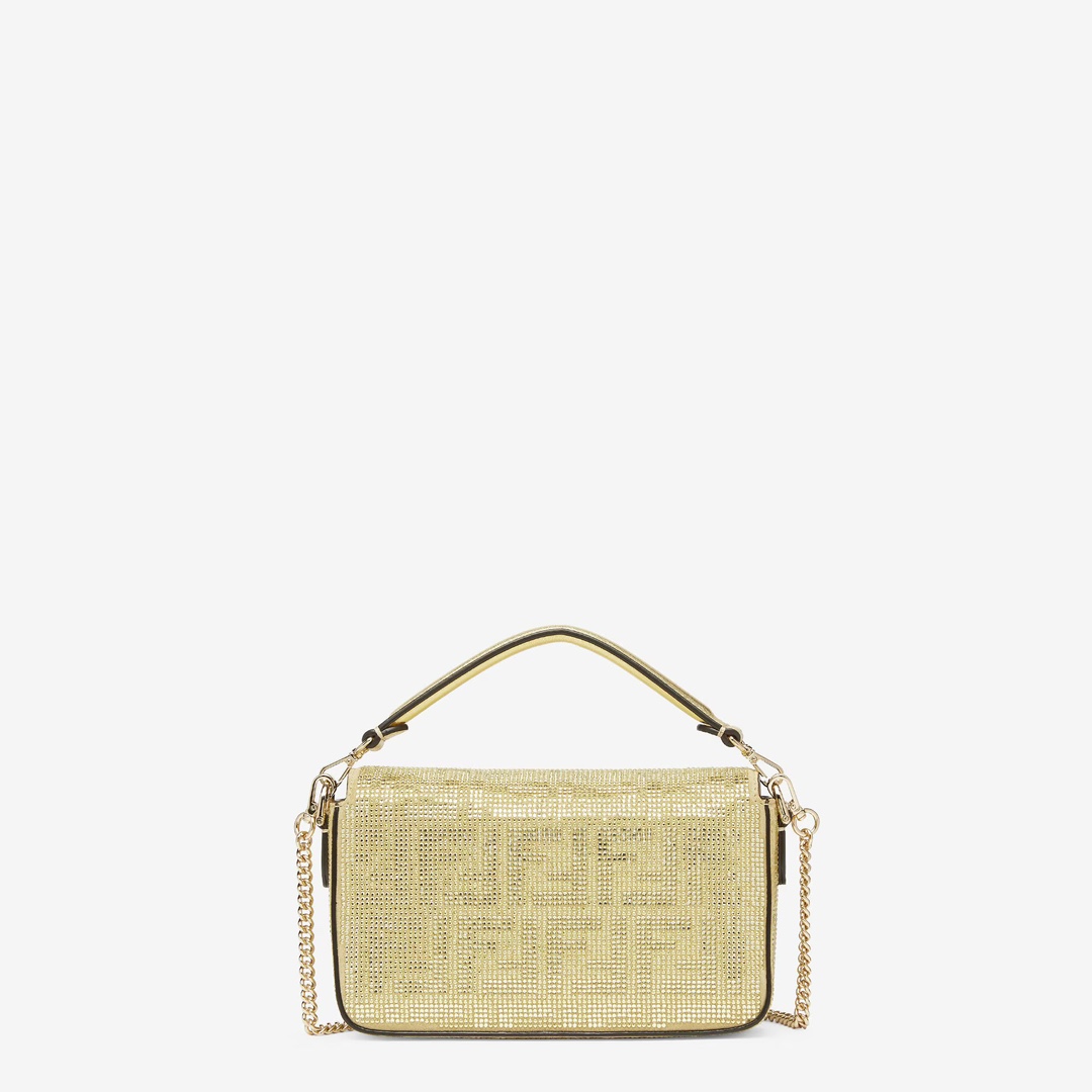 [TOP] FENDI Full Diamond Mini Baguette Bag 18×4×11cm - Gold
