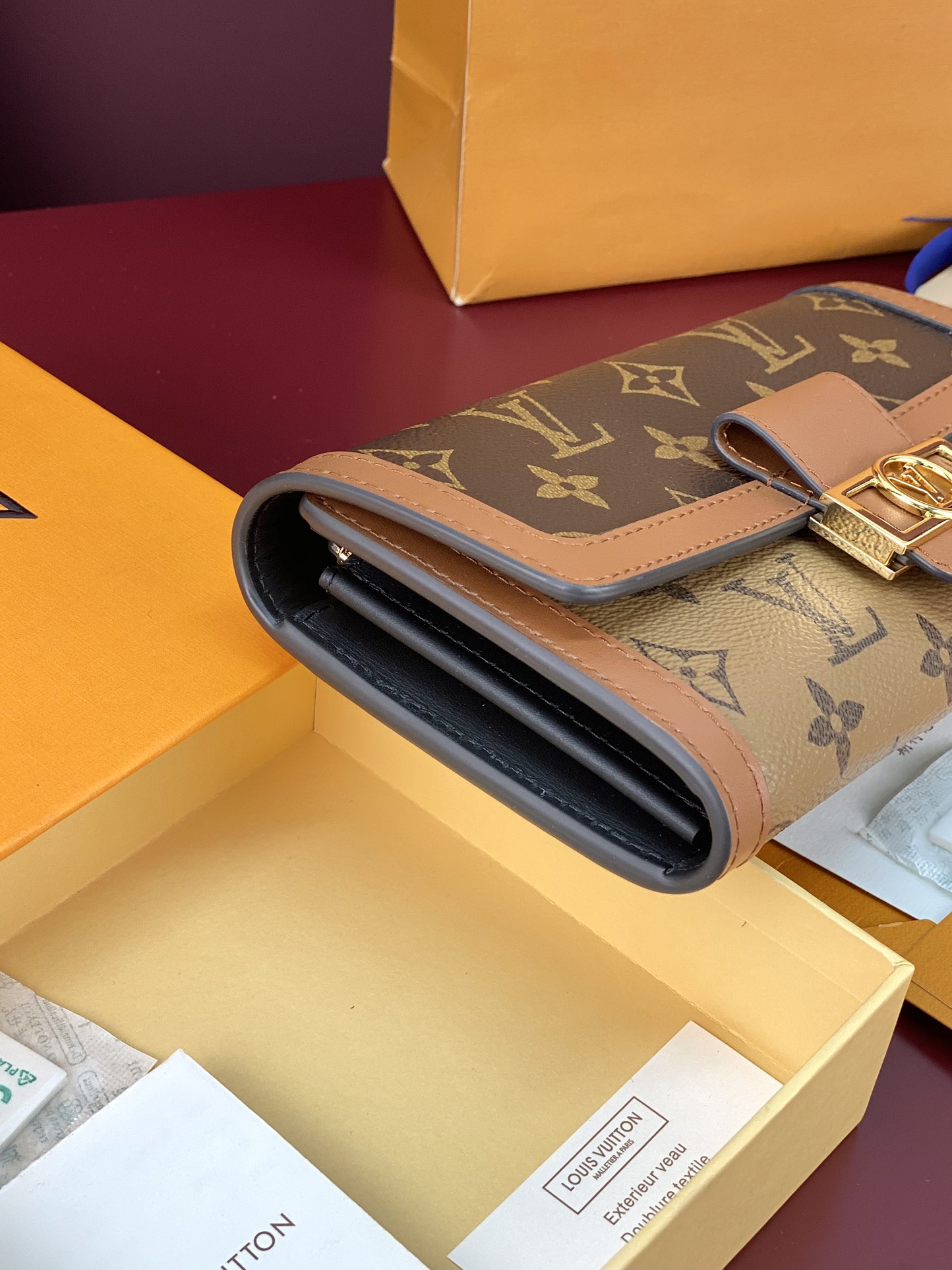 [TOP] Louis Vuitton LV LV Zippy Dauphine Monogram Canvas 10x2x19cm-Brown