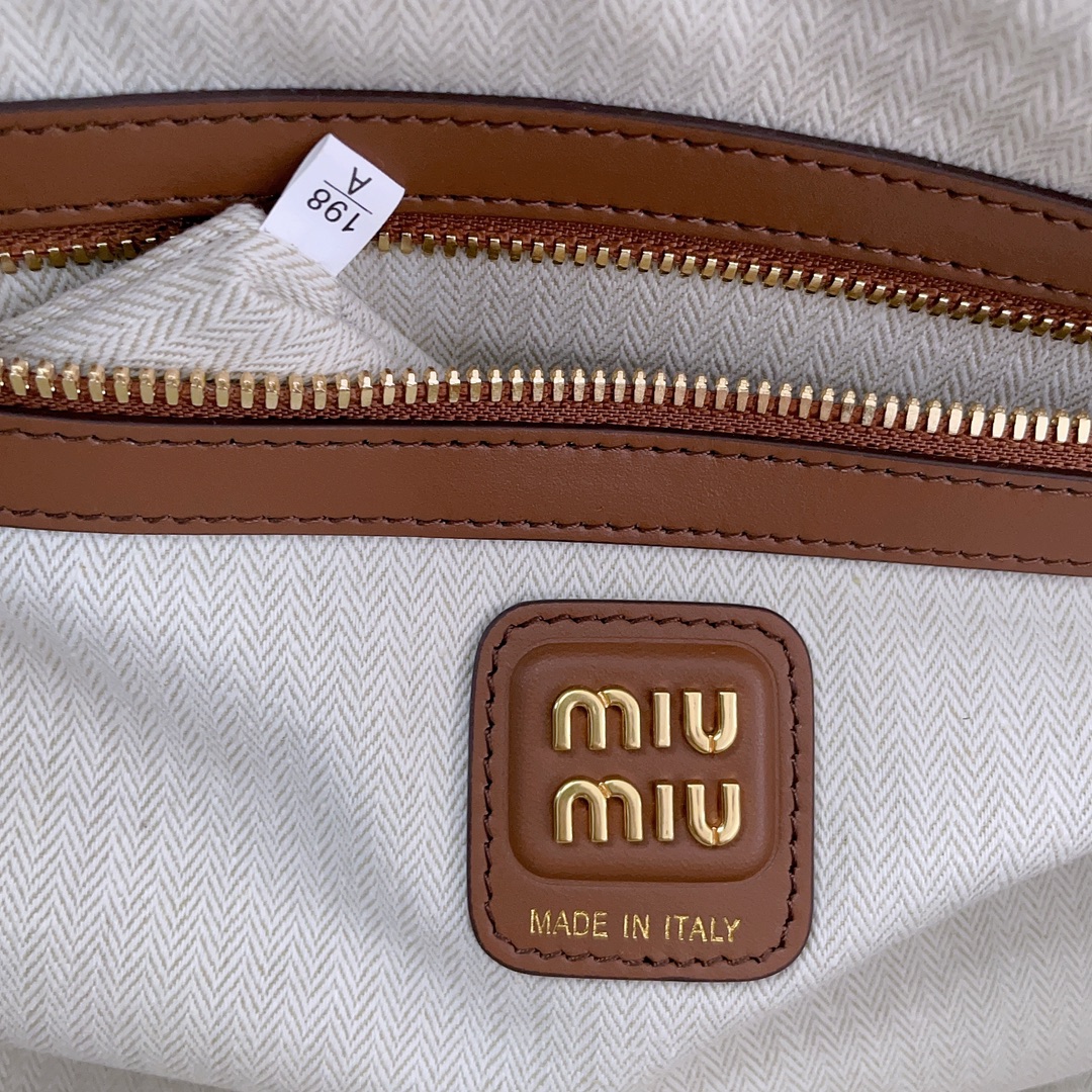 [TOP] Miu Miu Spliced Bowling Bag 28X12X9cm - Brown
