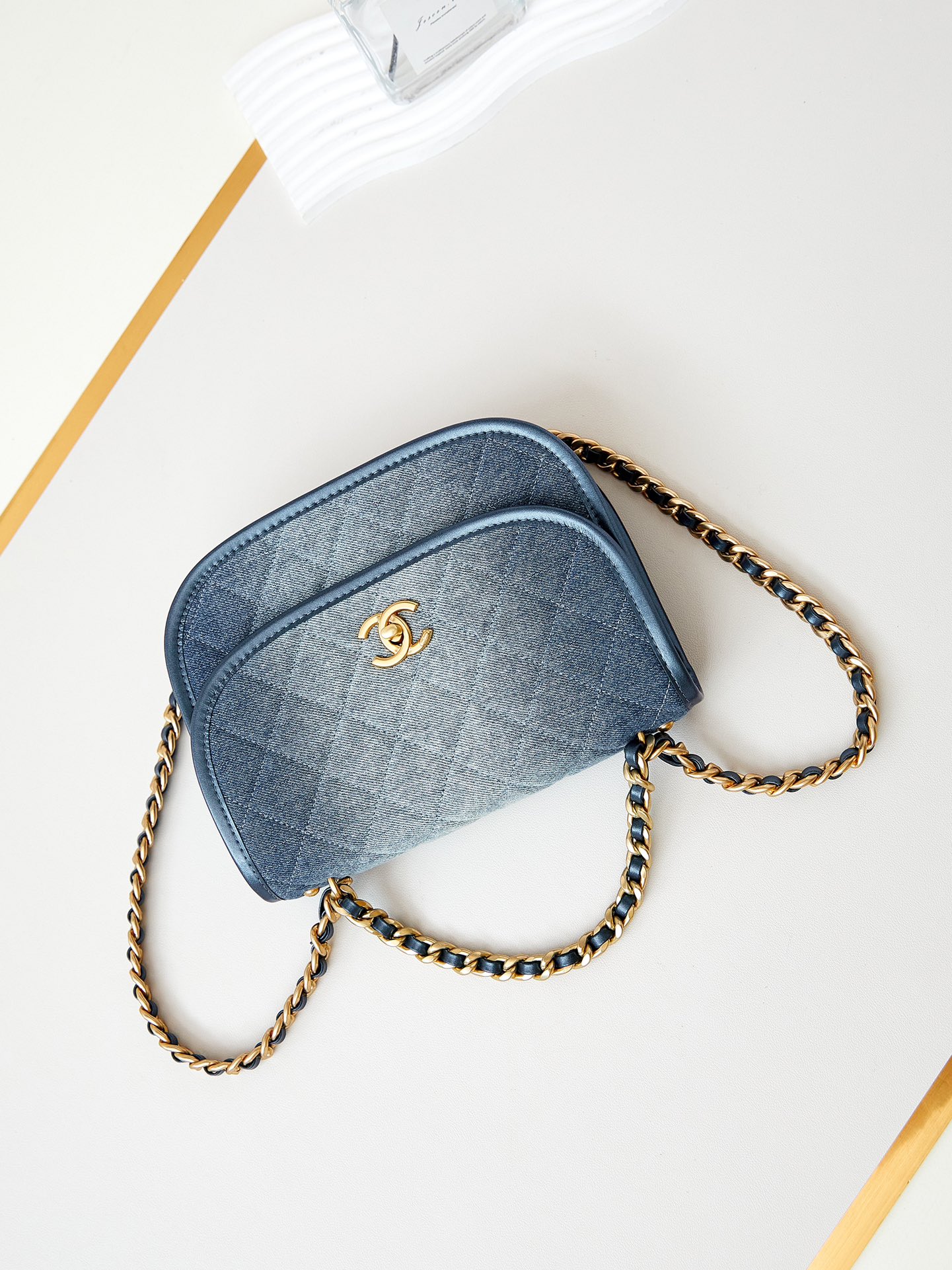 [TOP] CHANEL 24s Saddle Bag 16.5*23.5*5.5 - Denim