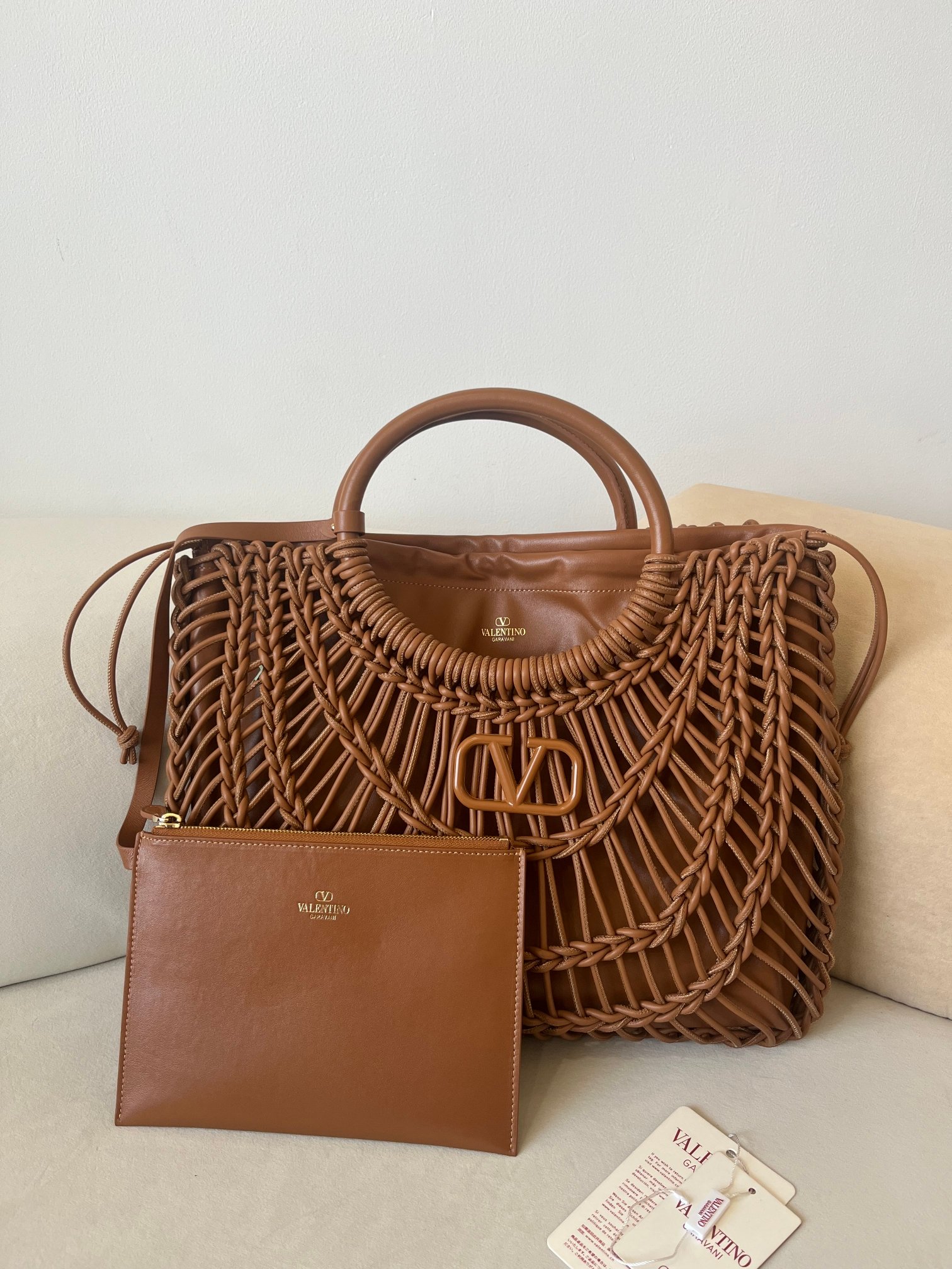 [TOP] VALENTINO Garavani Allknots Leather Braid Tote Bag Sheepskin 38*34*7cm - 3 Color