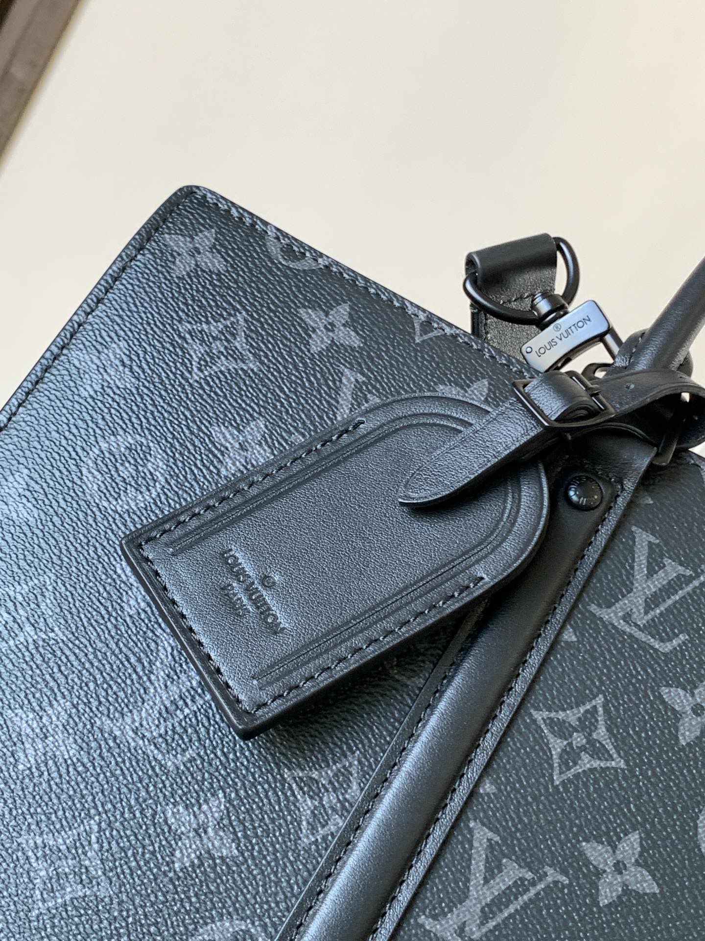 [TOP] Louis Vuitton LV Sac Plat Horizontal Zippé Briefcase AerogramMonogram Eclipse Canvas/Leather 39x31x8.5cm - Black