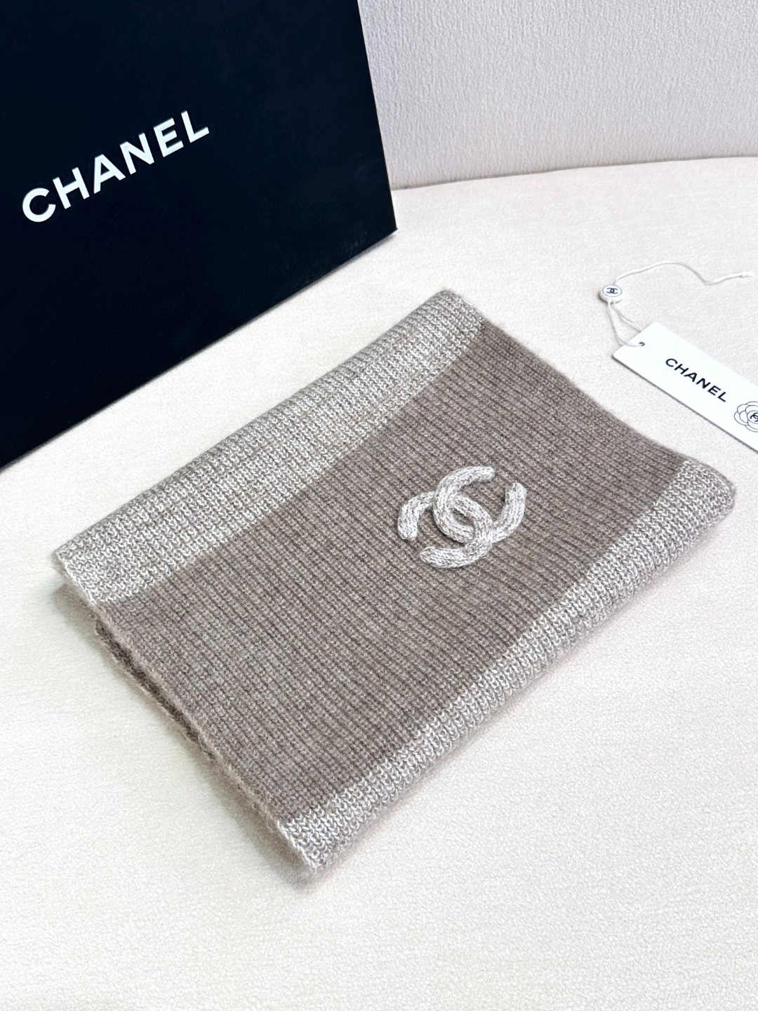 [TOP] CHANEL Cashmere Scarf 35*180cm - Khaki