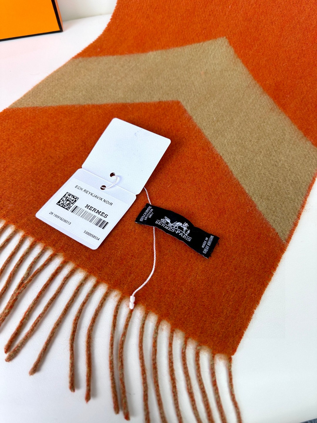[TOP] HERMES Wool Scarf 30x190cm - Orange