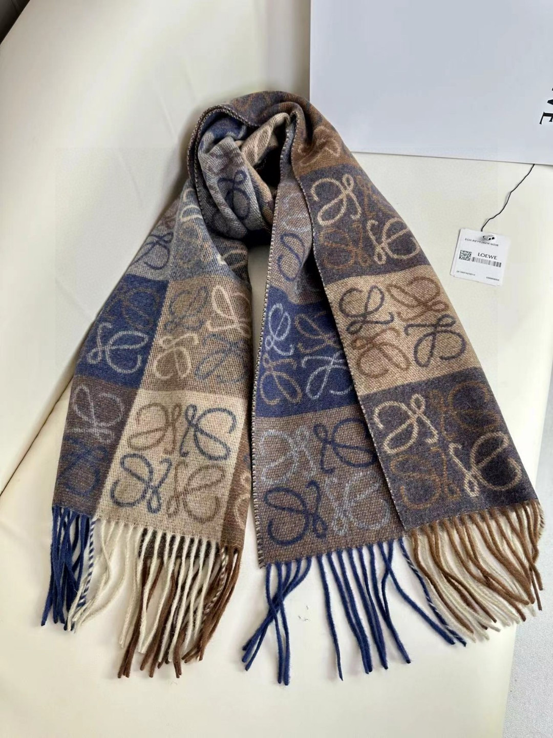 [TOP] LOEWE Colorblock Cashmere Scarf 40x180cm - 3 Color