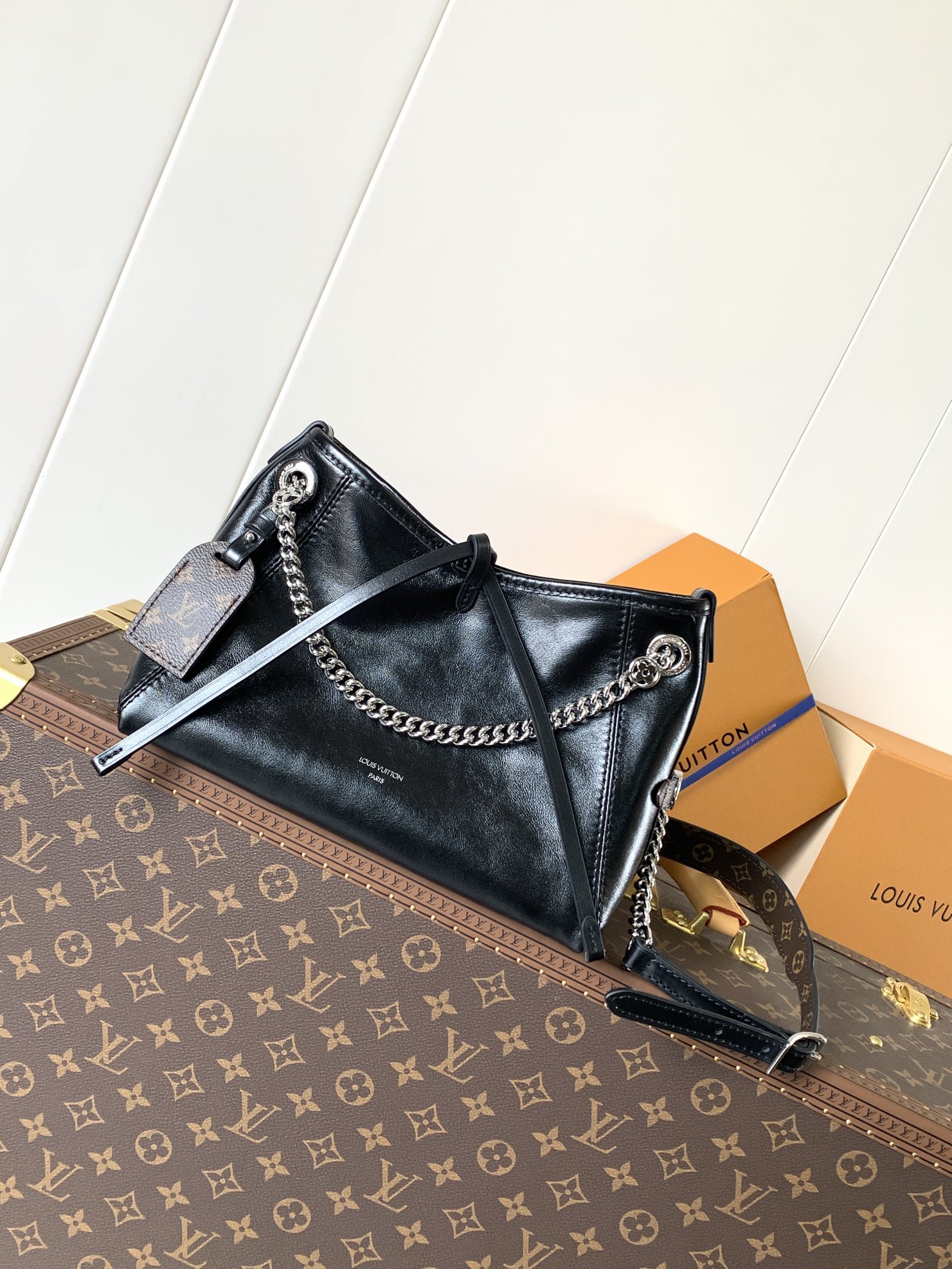 [TOP] Louis Vuitton LV Carryall Bag Lambskin BB 26x17x10cm - Black&SHW