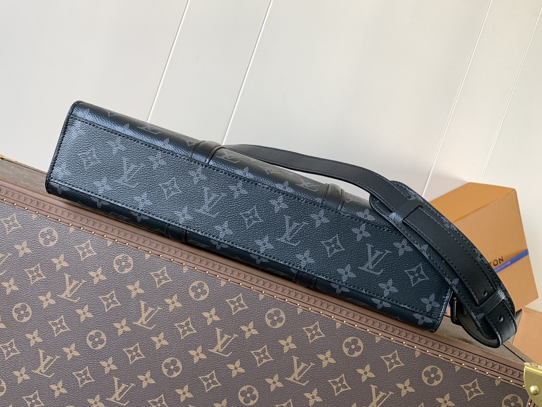 [TOP] Louis Vuitton LV Sac Plat Horizontal Zippé Briefcase AerogramMonogram Eclipse Canvas/Leather 39x31x8.5cm - Black