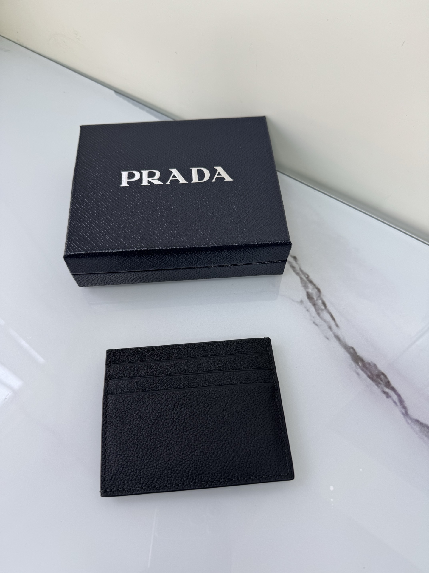 [TOP] PRADA Small Buckskin Card Bag - Black