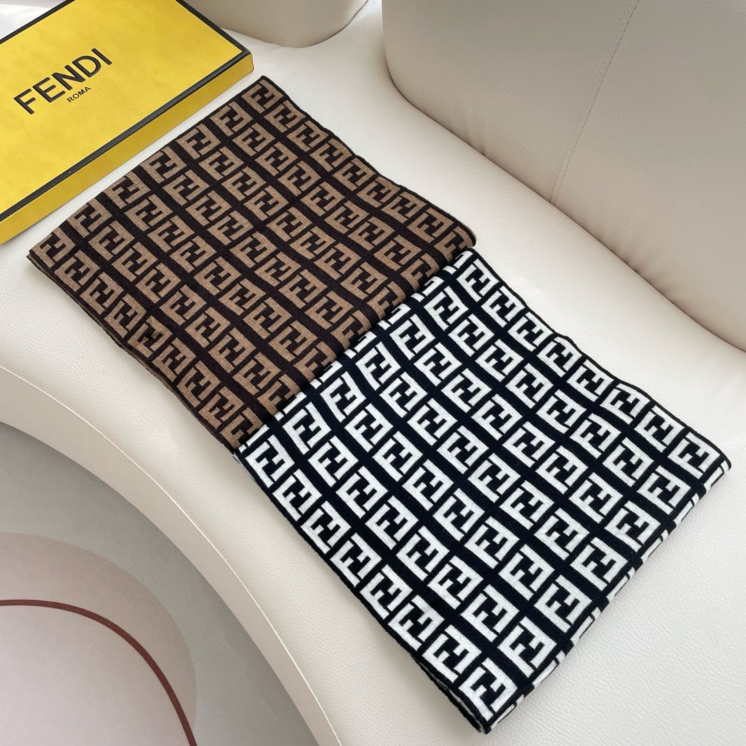 [TOP] FENDI Cashmere Monogram Rectangle Scarf 32x180cm - 2 Color