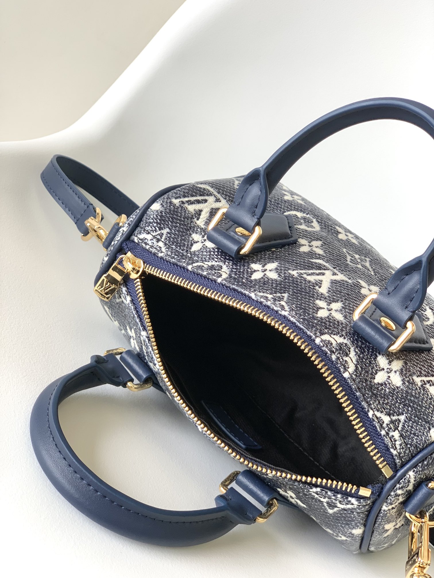 [TOP] Louis Vuitton LV Speedy Bandoulière 20 Bag Monogram Jacquard Canvas 20x13.5x12cm - Dark Blue
