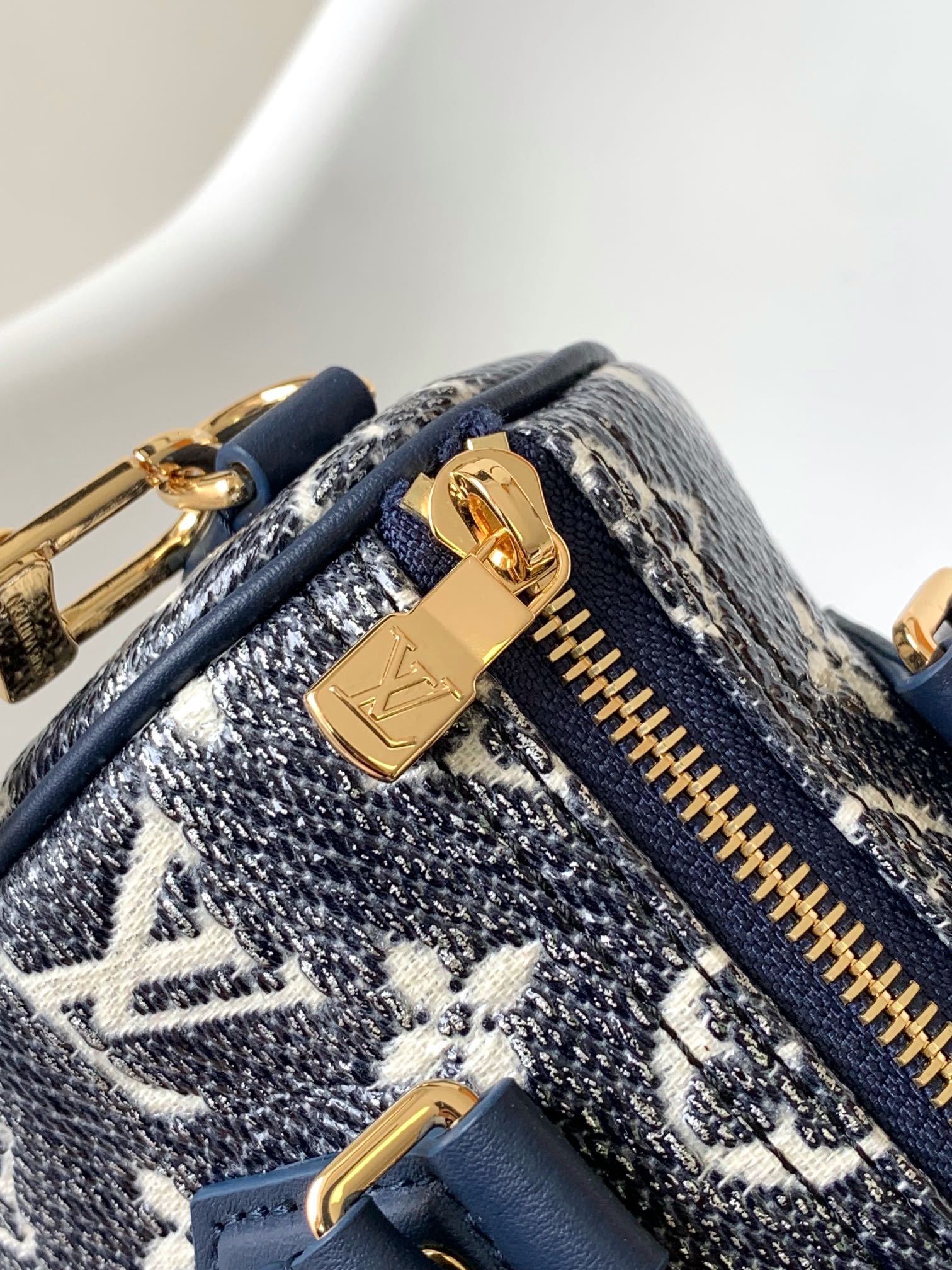 [TOP] Louis Vuitton LV Speedy Bandoulière 20 Bag Monogram Jacquard Canvas 20x13.5x12cm - Dark Blue