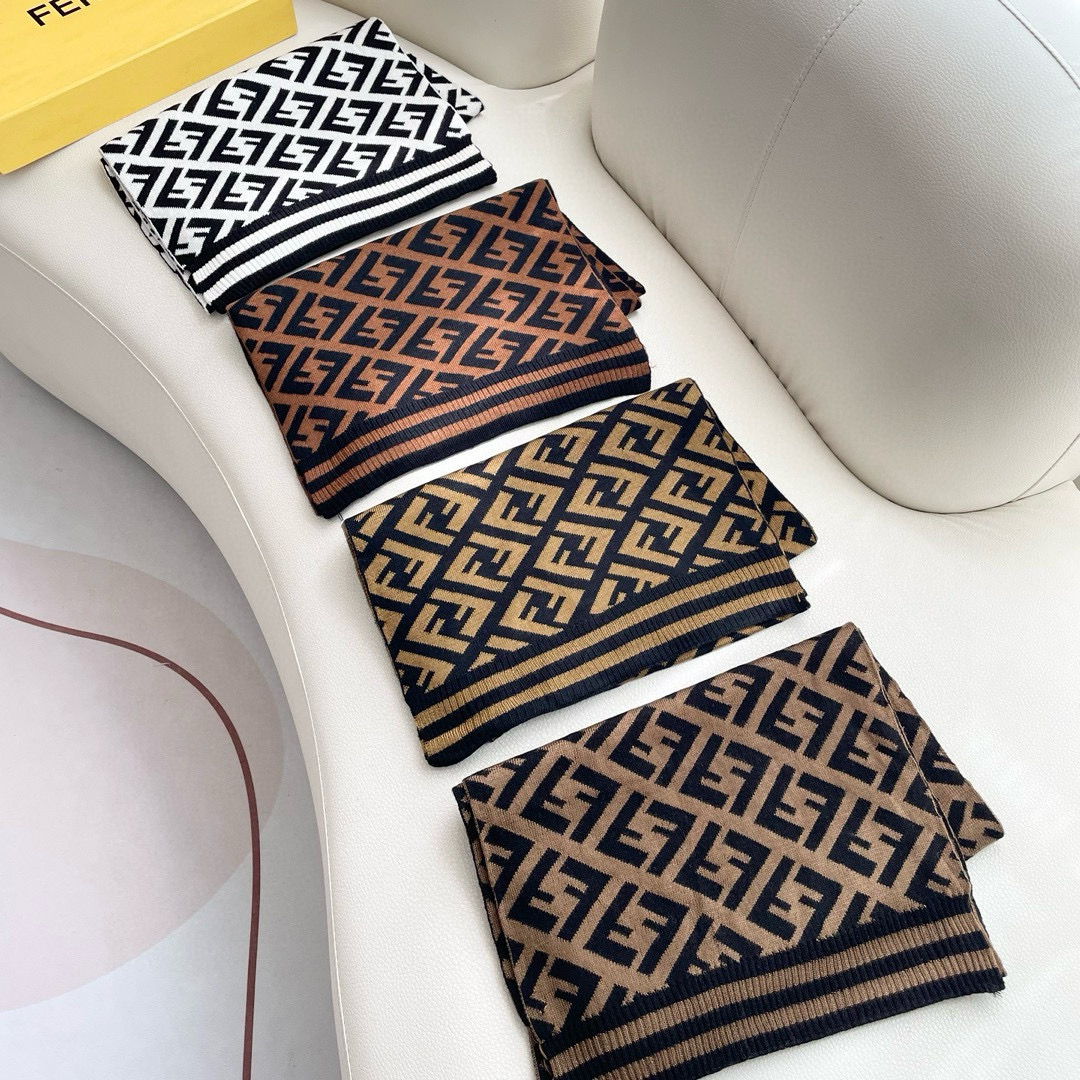 [TOP] FENDI Cashmere Monogram Rectangle Scarf 36x180cm - 4 Color