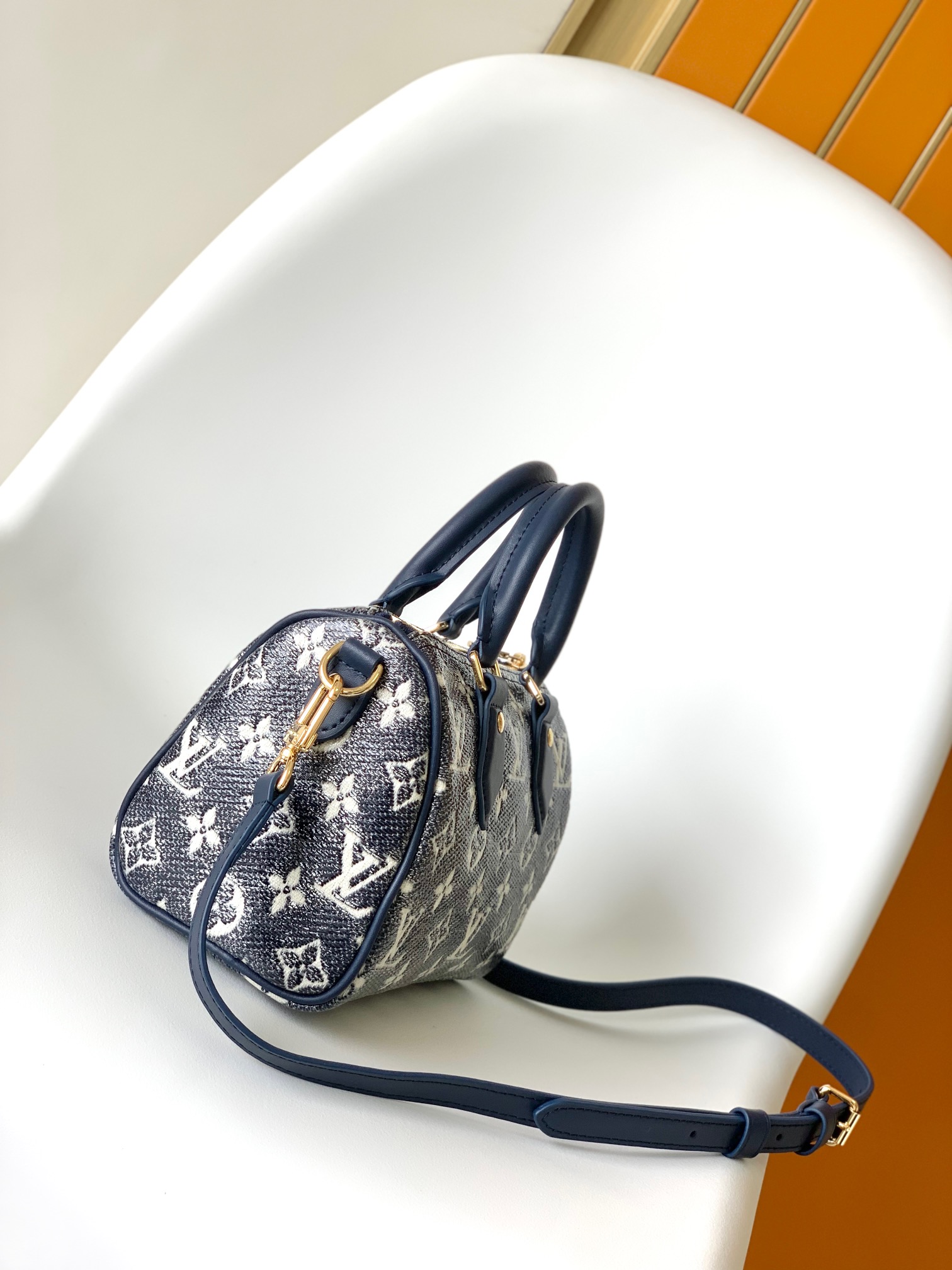 [TOP] Louis Vuitton LV Speedy Bandoulière 20 Bag Monogram Jacquard Canvas 20x13.5x12cm - Dark Blue