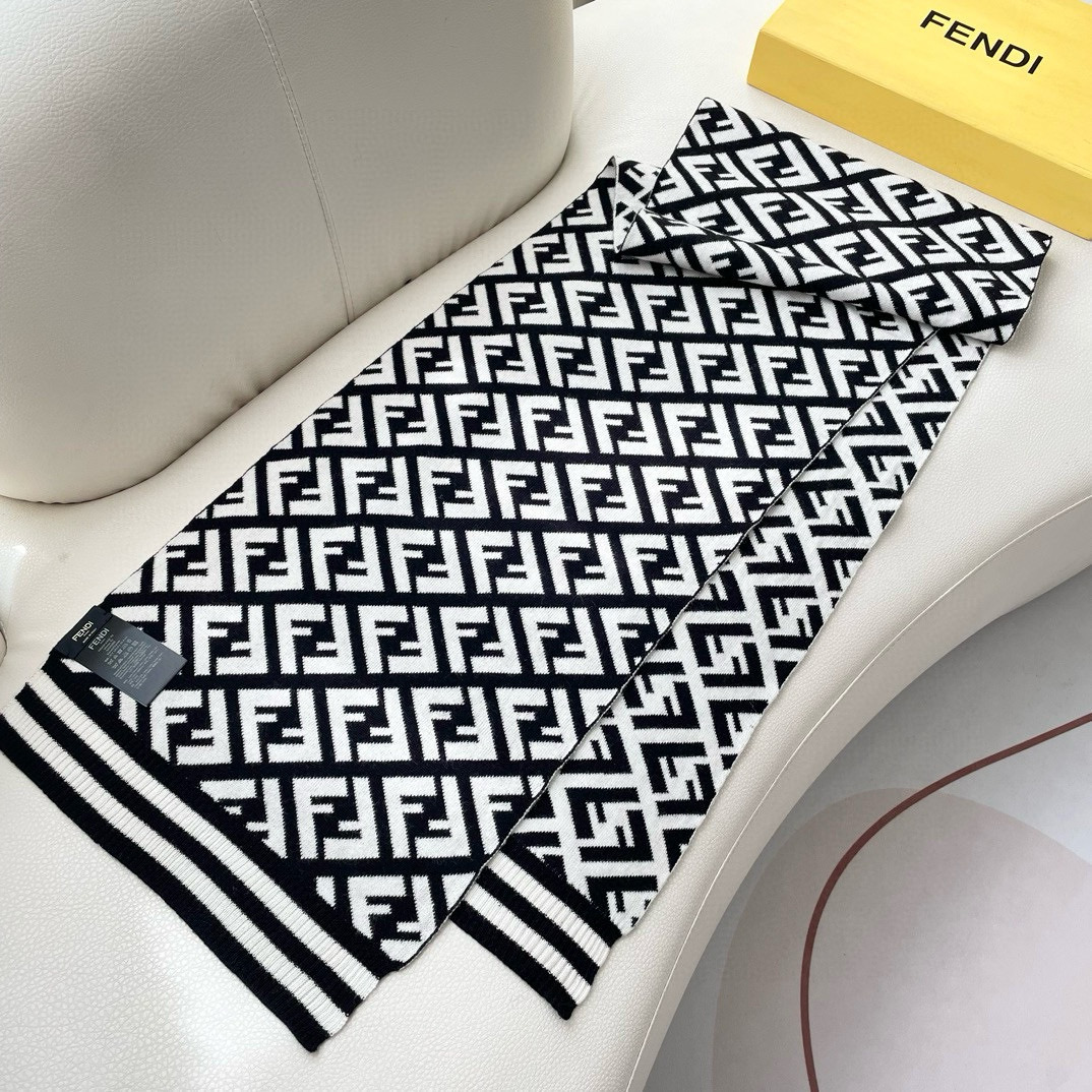 [TOP] FENDI Cashmere Monogram Rectangle Scarf 36x180cm - 4 Color