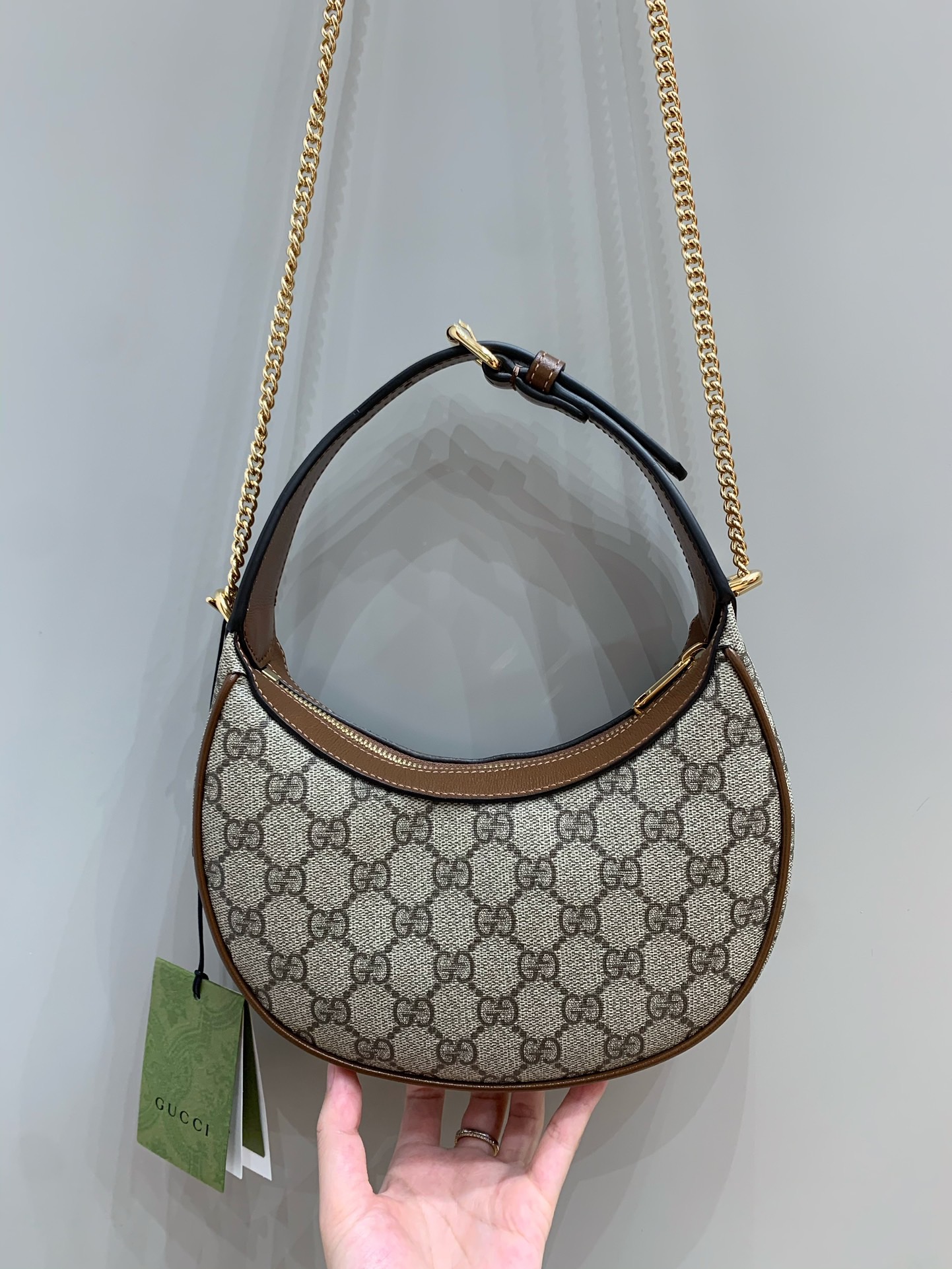 [TOP] GUCCI Ophidia Half Moon Handbag 21.5x11x5cm - GHW