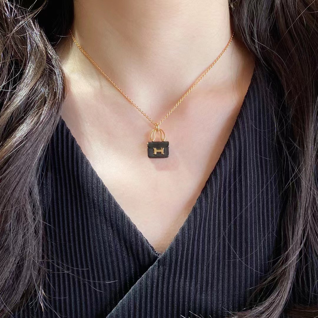 [TOP] HERMES Bag Necklace-Gold